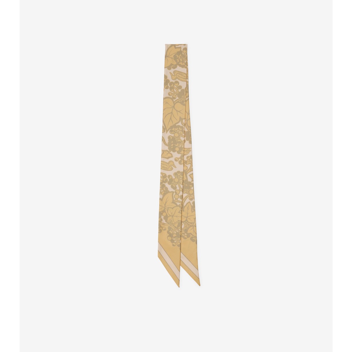 Shop Burberry Skinny Ivy Silk Scarf In Flax