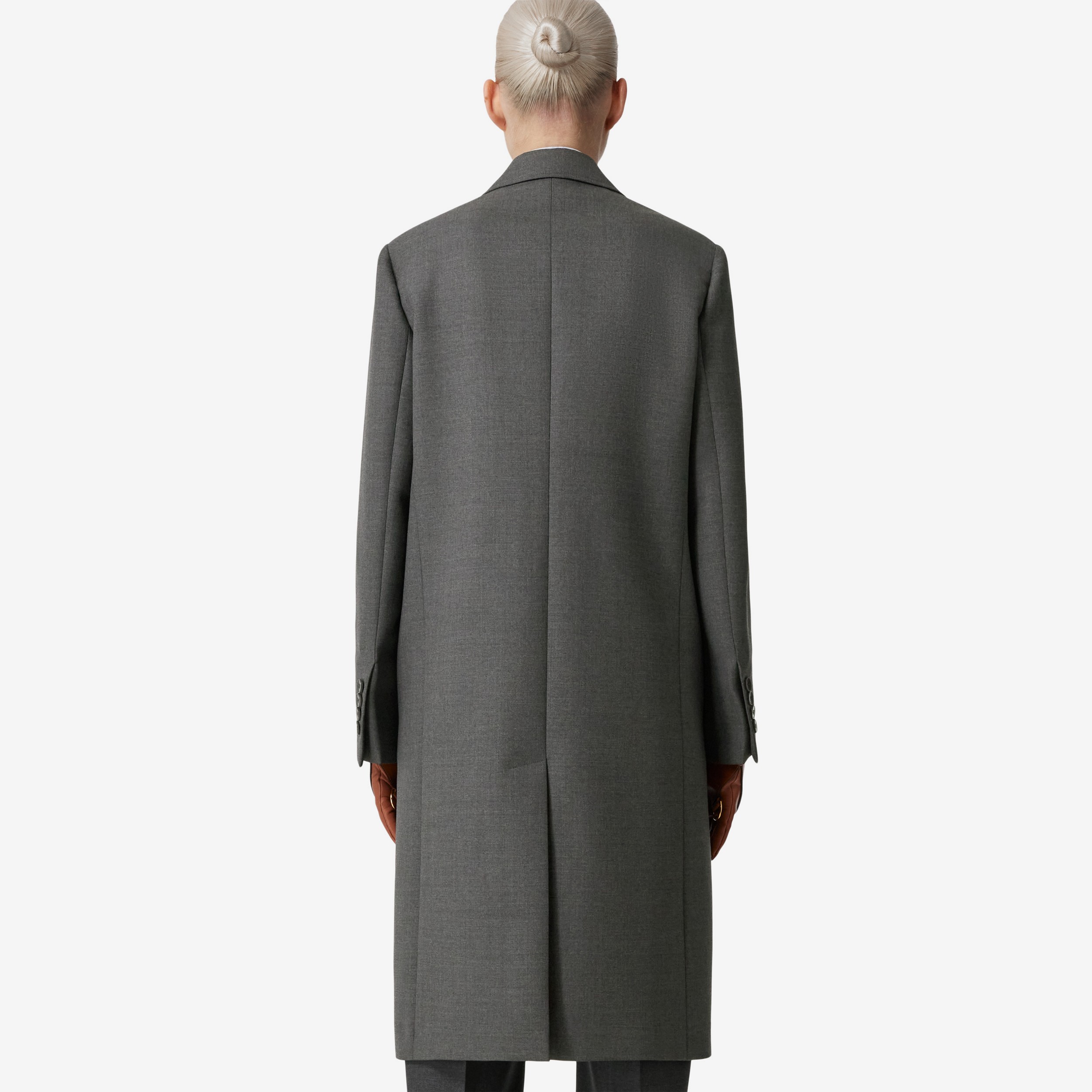 Wool Tailored Coat in Dark Grey Melange - Women | Burberry® Official - 3