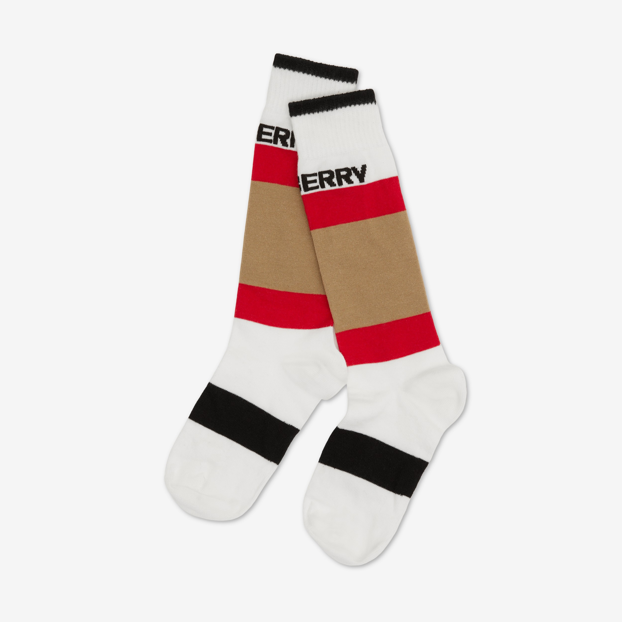 Logo Intarsia Cotton Blend Socks in Multicolour - Children | Burberry® Official - 2