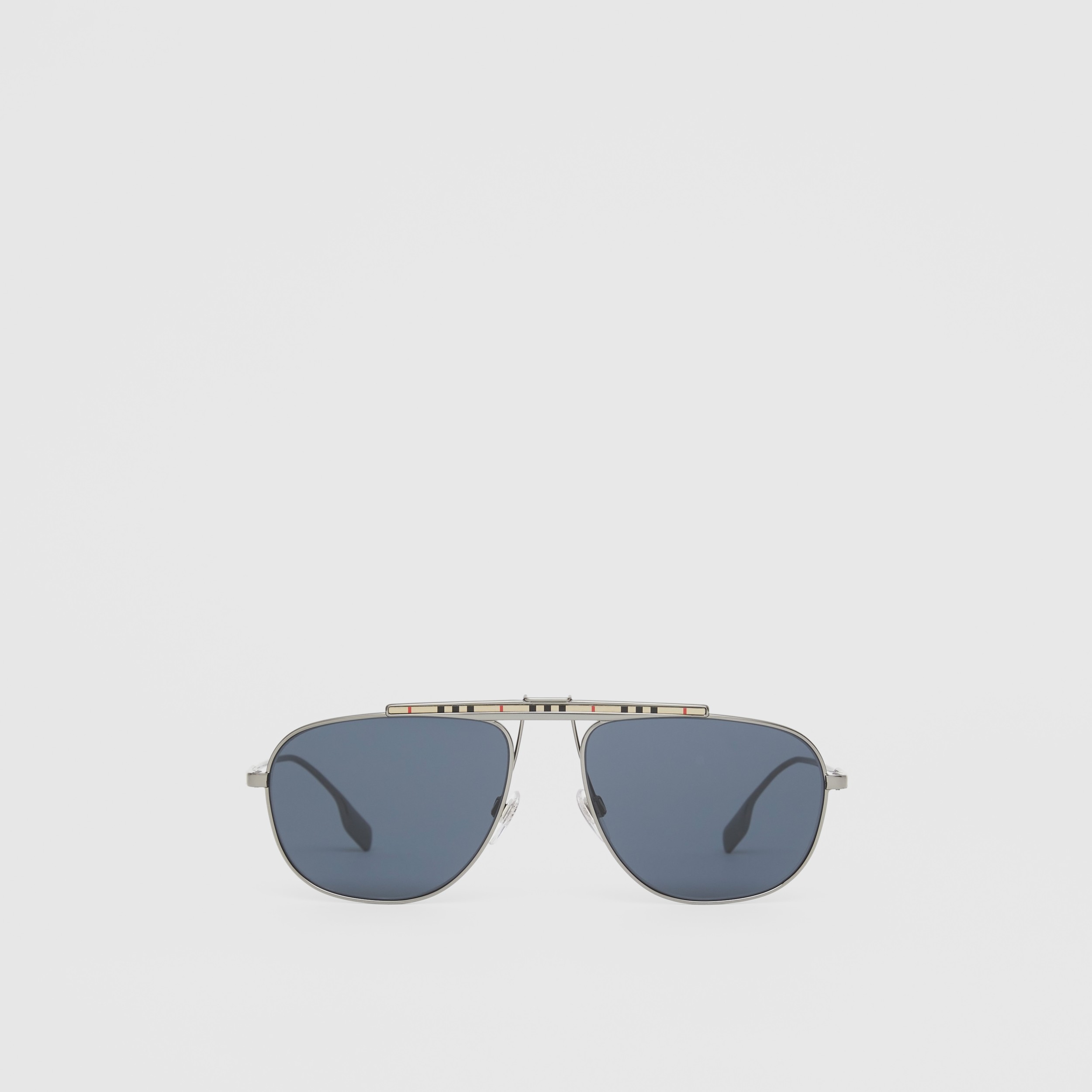 Icon Stripe Detail Pilot Sunglasses in Gunmetal Grey - Men | Burberry®  Official