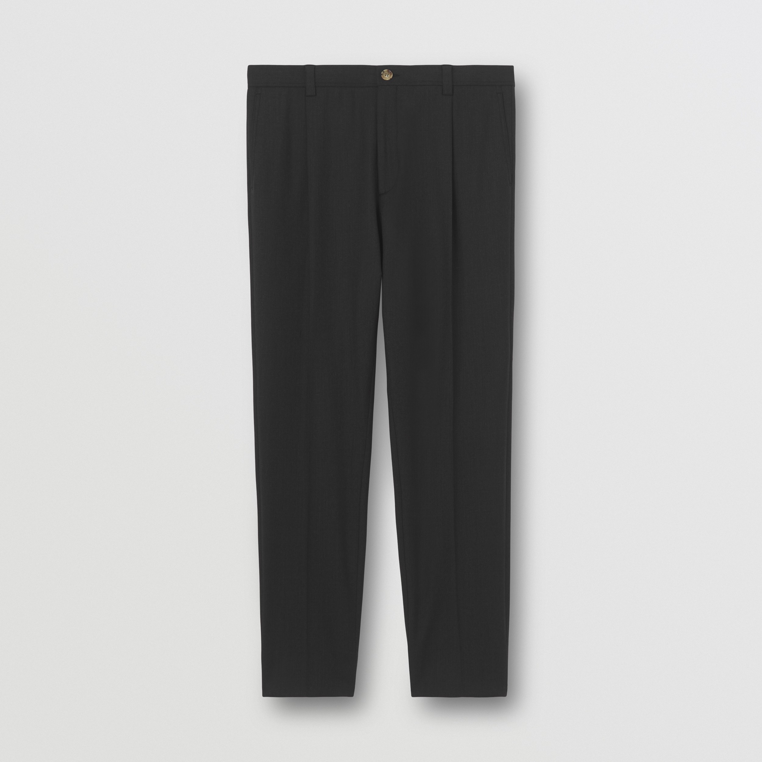 Wool Blend Tailored Trousers in Charcoal Grey Melange - Men | Burberry® Official - 1