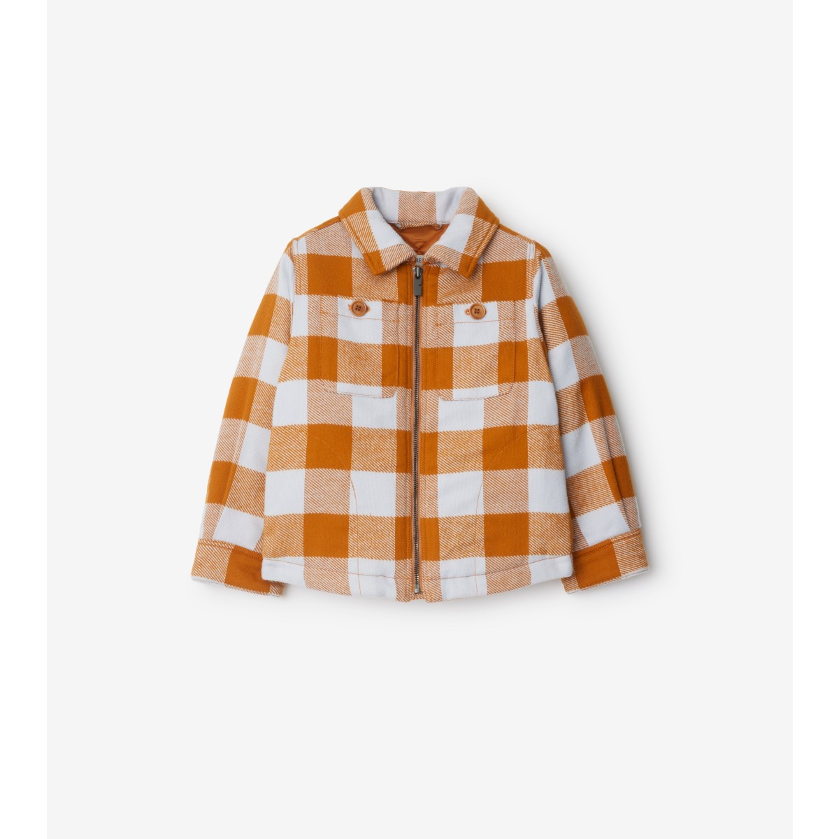 Shop Burberry Childrens Check Cotton Jacket In Slate Blue