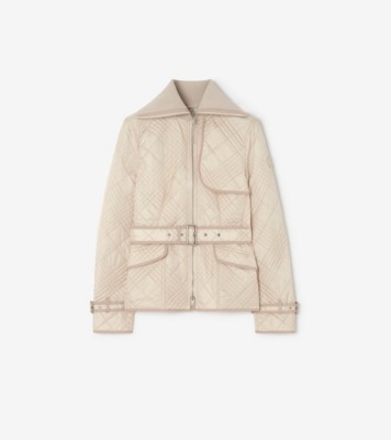 Burberry マイクロチェックステッチ ナイロン アビーデール ジャケット (ストーンベージュ) - ウィメンズ | Burberry®公式サイト