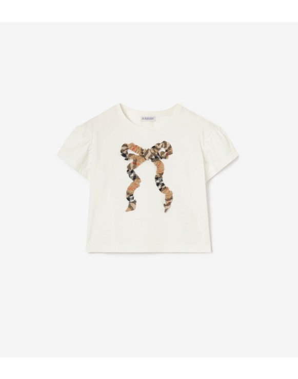T-shirt in cotone con fiocco Check