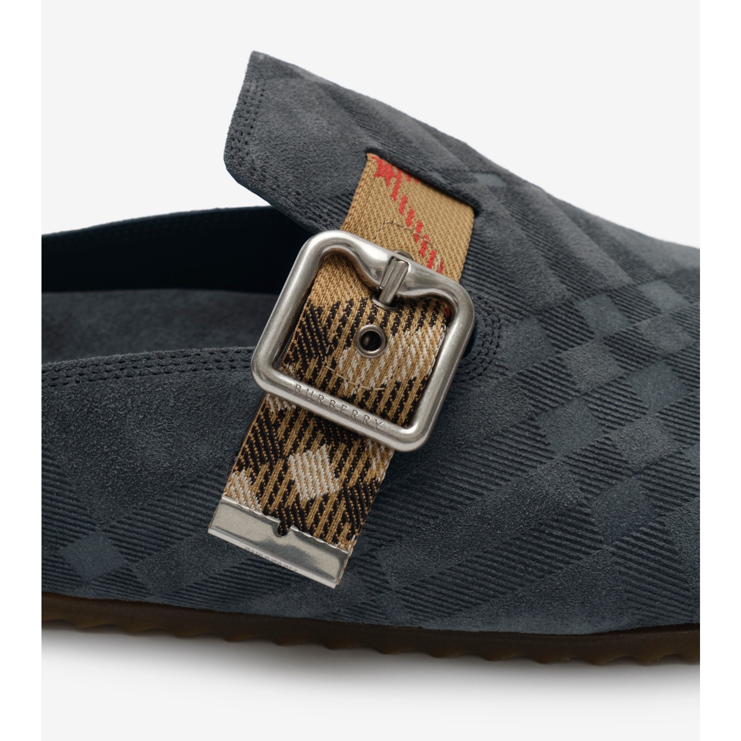Check Suede Urchin Clogs in Wave blue - Men | Burberry® Official