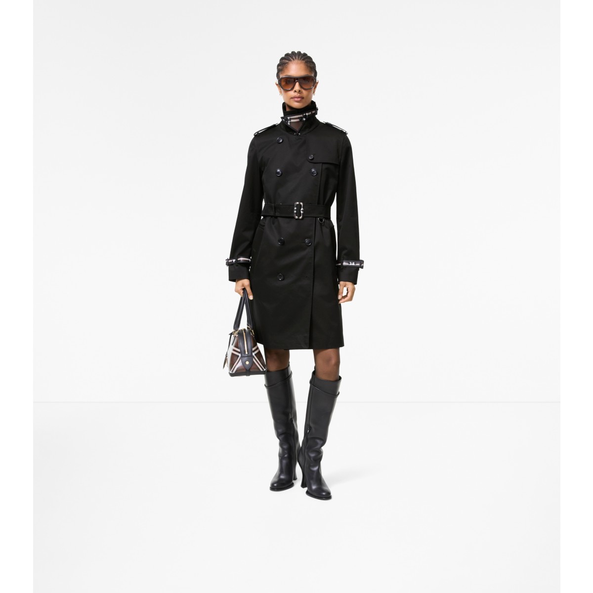  Check Mid-length Gabardine Kensington Trench Coat