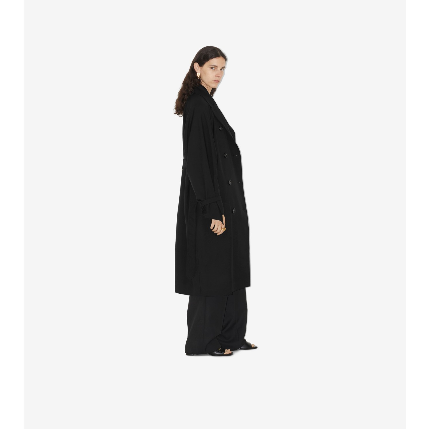 Wool Blend Trench Coat in Black - Women | Burberry® Official