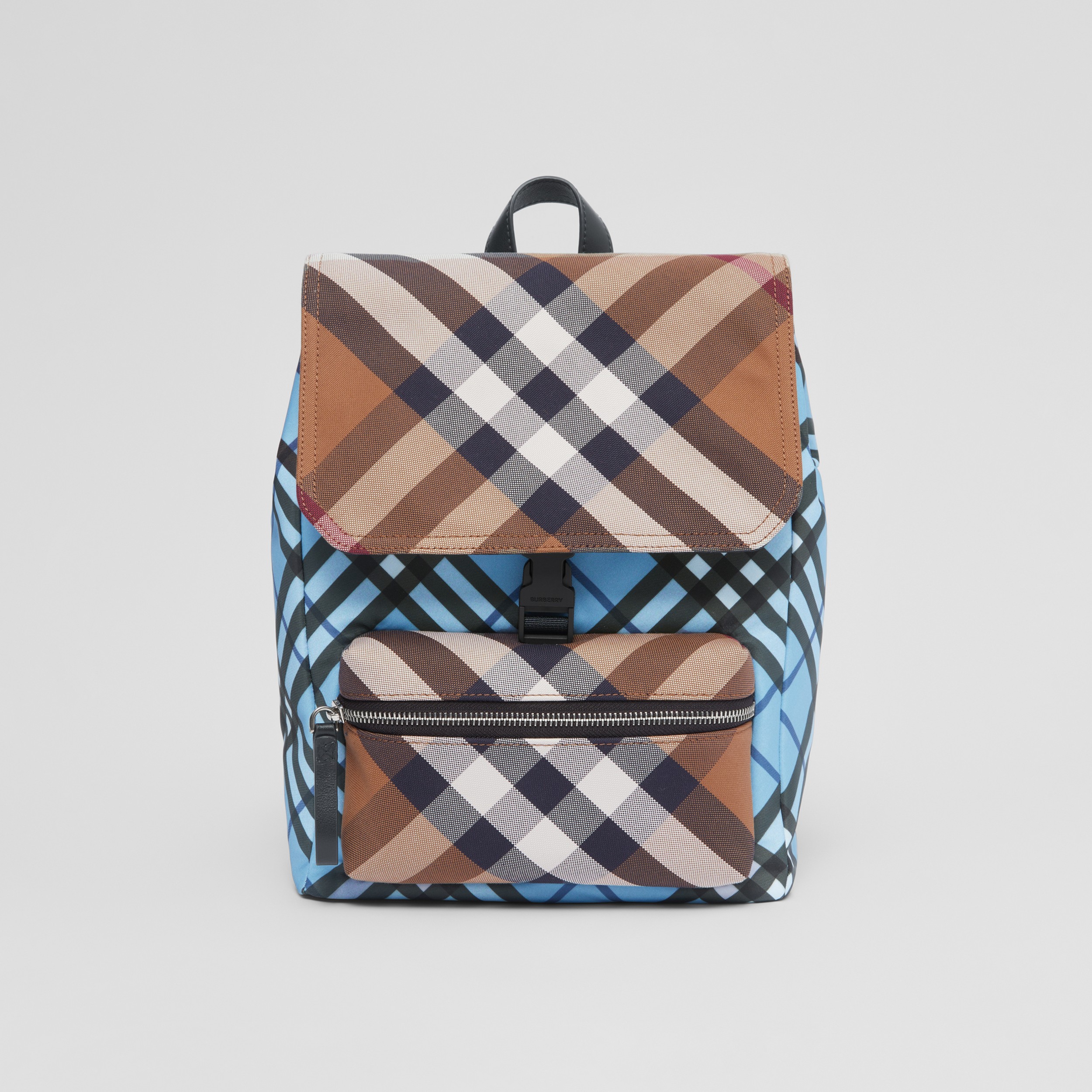 Contrast Check Canvas Backpack in Vivid Cobalt - Children | Burberry® Official - 1