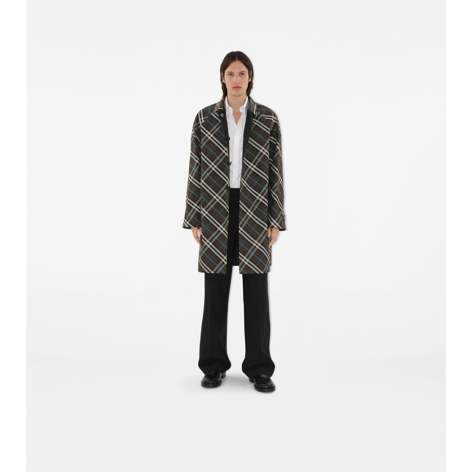 Long Reversible Gabardine Car Coat