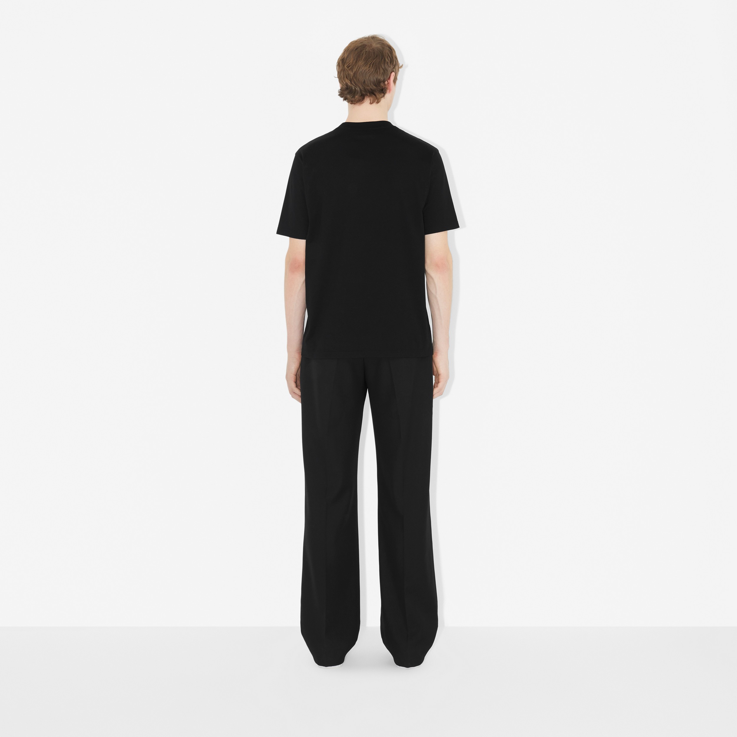엠브로이더리 오크 리프 크레스트 코튼 티셔츠 (블랙) - 남성 | Burberry® - 4