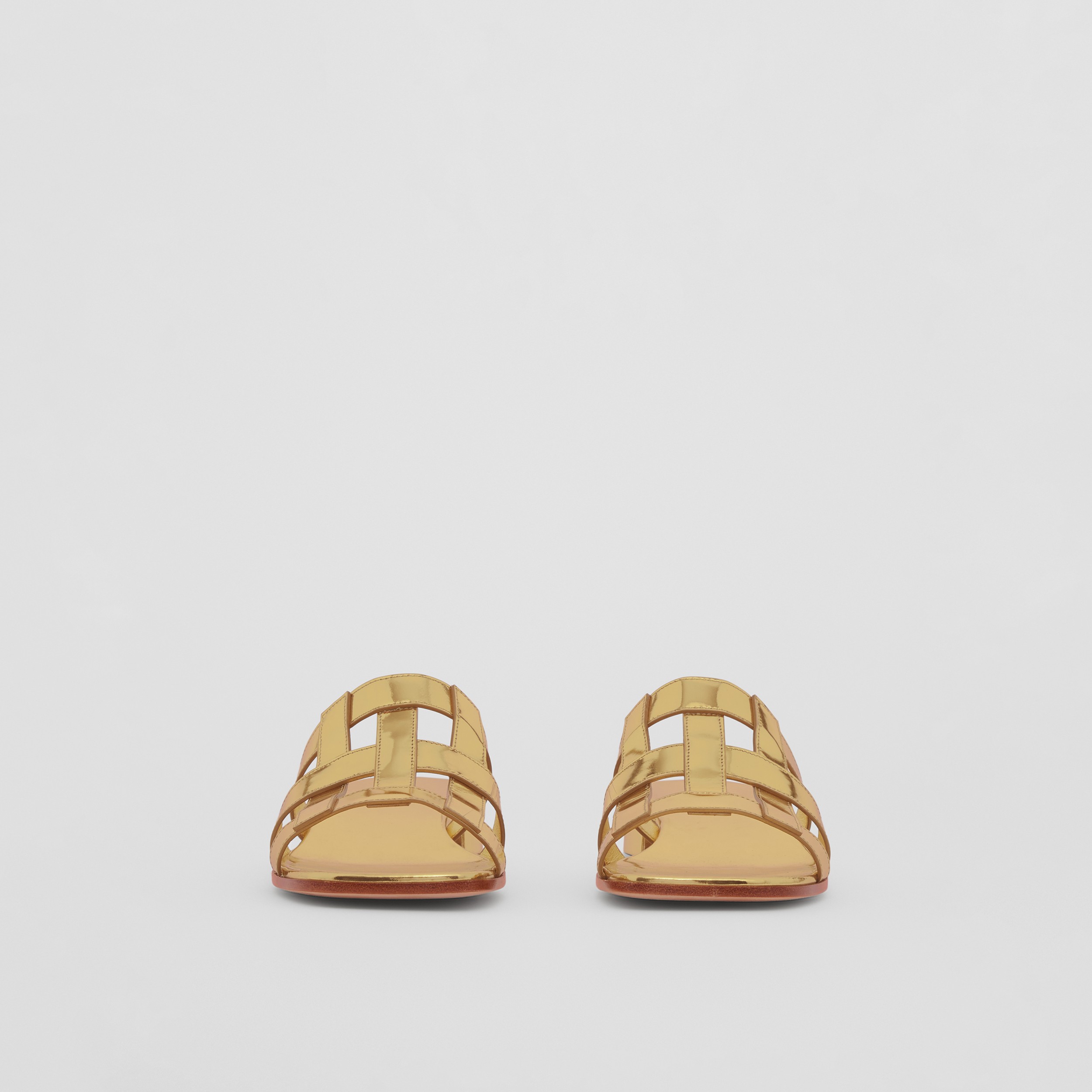 Metallic Leather Sandals in Gold - Women | Burberry® Official - 4