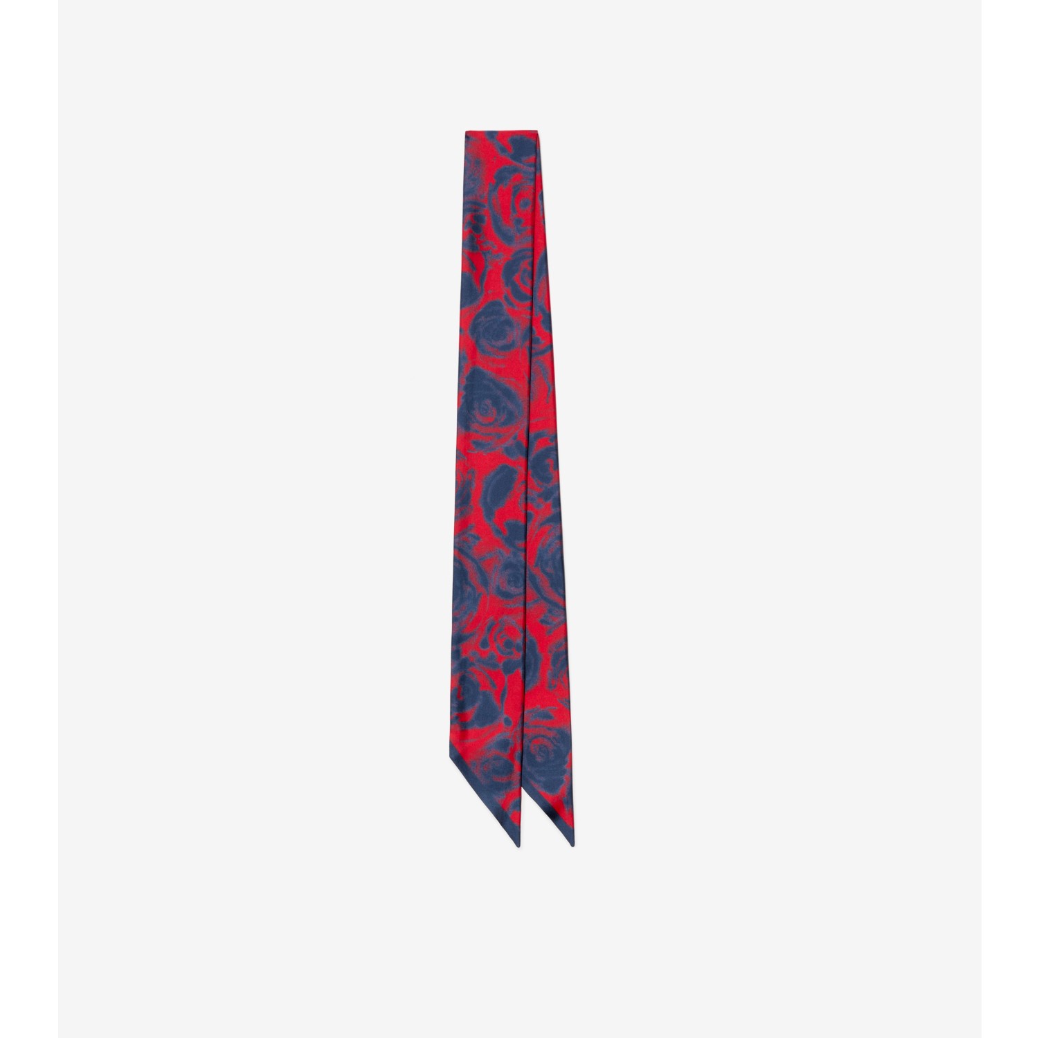 Skinny scarf de seda com estampa Rose