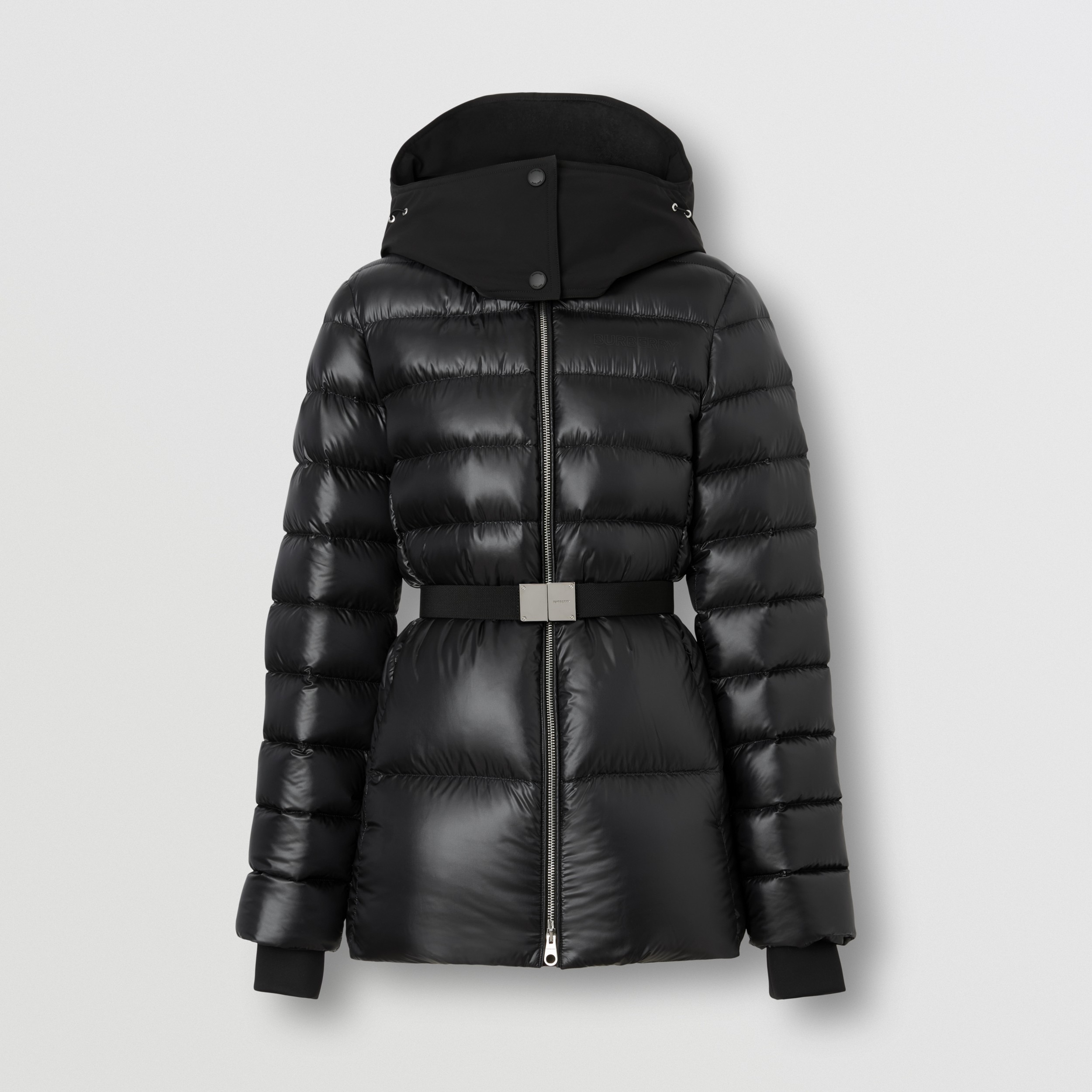 Contrast Hood Nylon Belted Puffer Jacket in Black - Women | Burberry® Official - 4