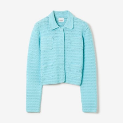 Burberry Crochet Technical Cotton Jacket In Bright Topaz Blue