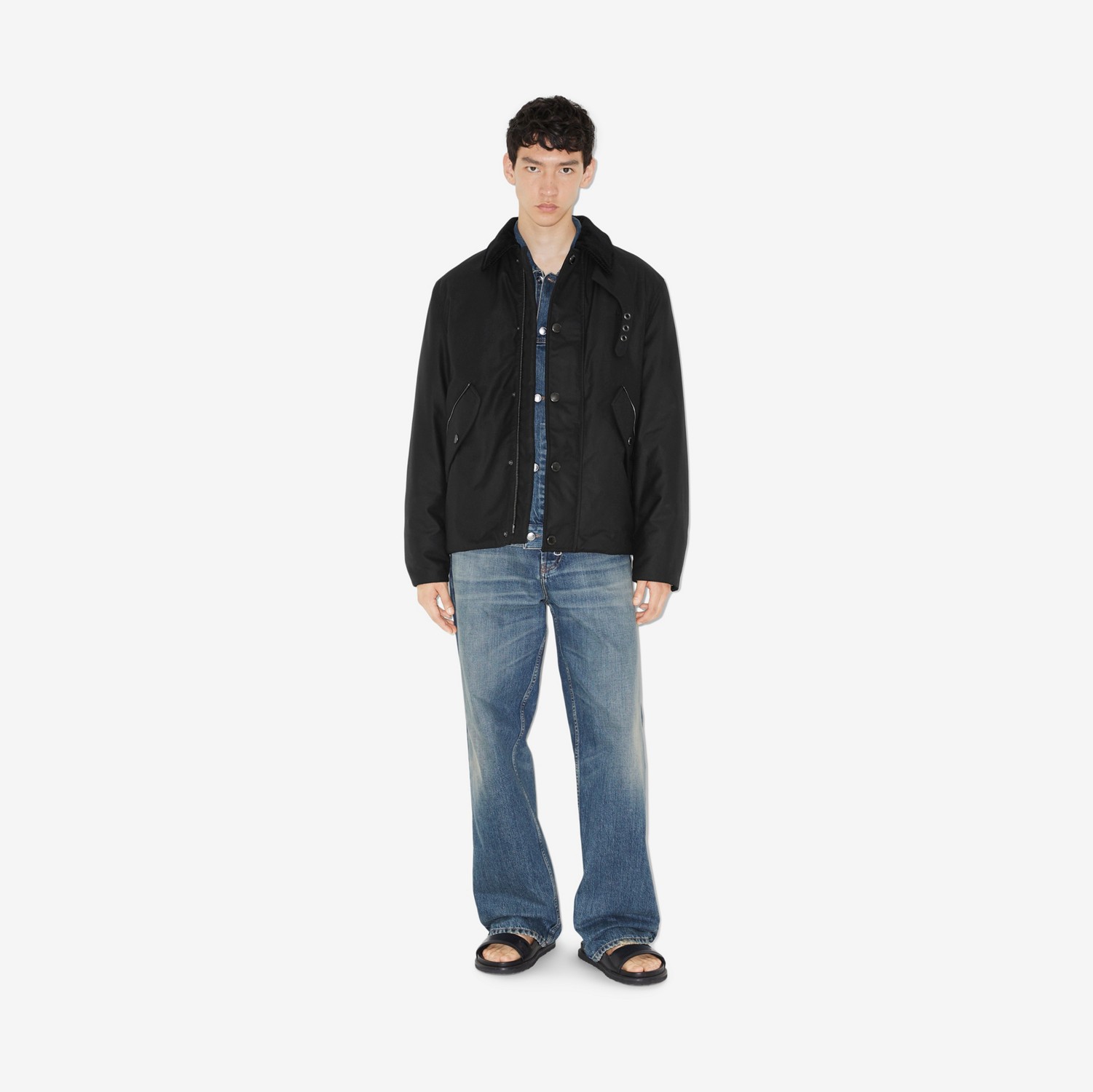EKD Motif Waxed Cotton Jacket in Black - Men | Burberry® Official
