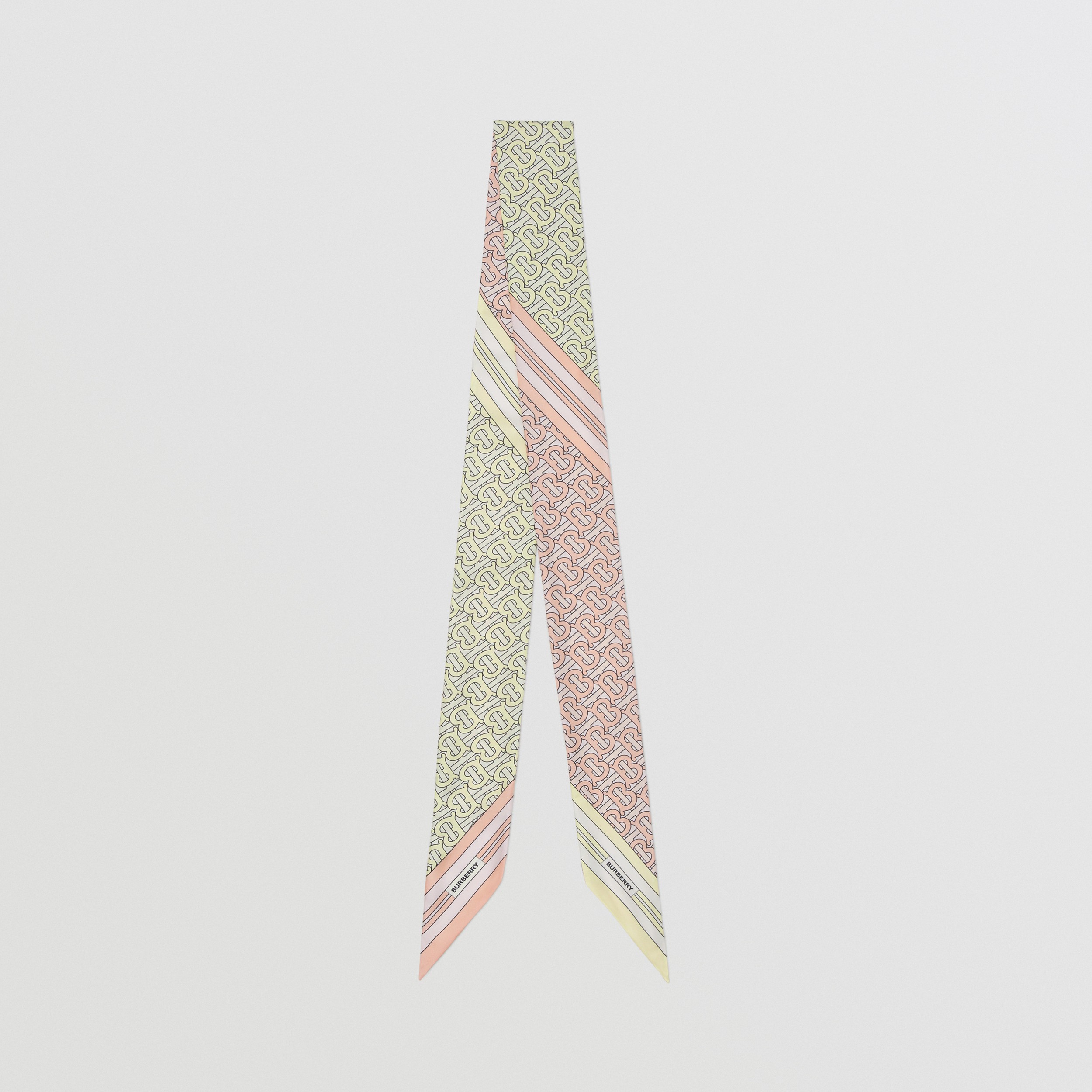 Monogram Print Silk Skinny Scarf in Blush - Women | Burberry® Official - 1