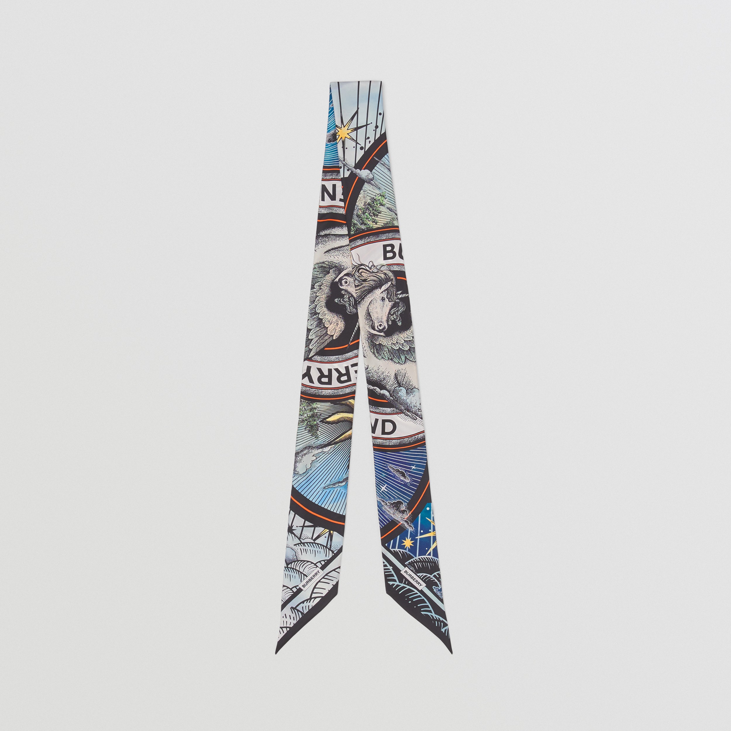 Celestial Print Silk Skinny Scarf in Multicolour - Women | Burberry® Official - 1