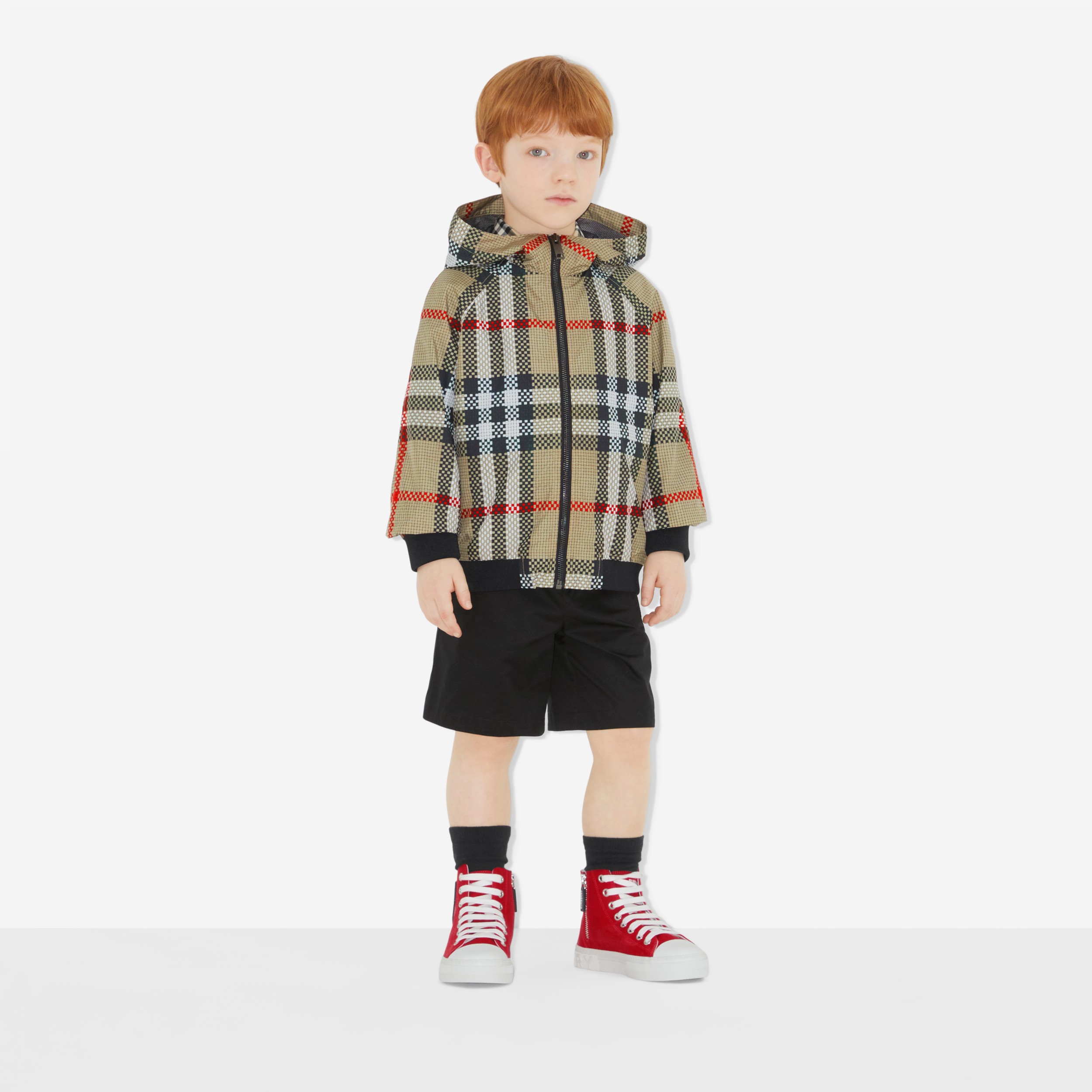 체크 후드 재킷 (아카이브 베이지) | Burberry® - 3