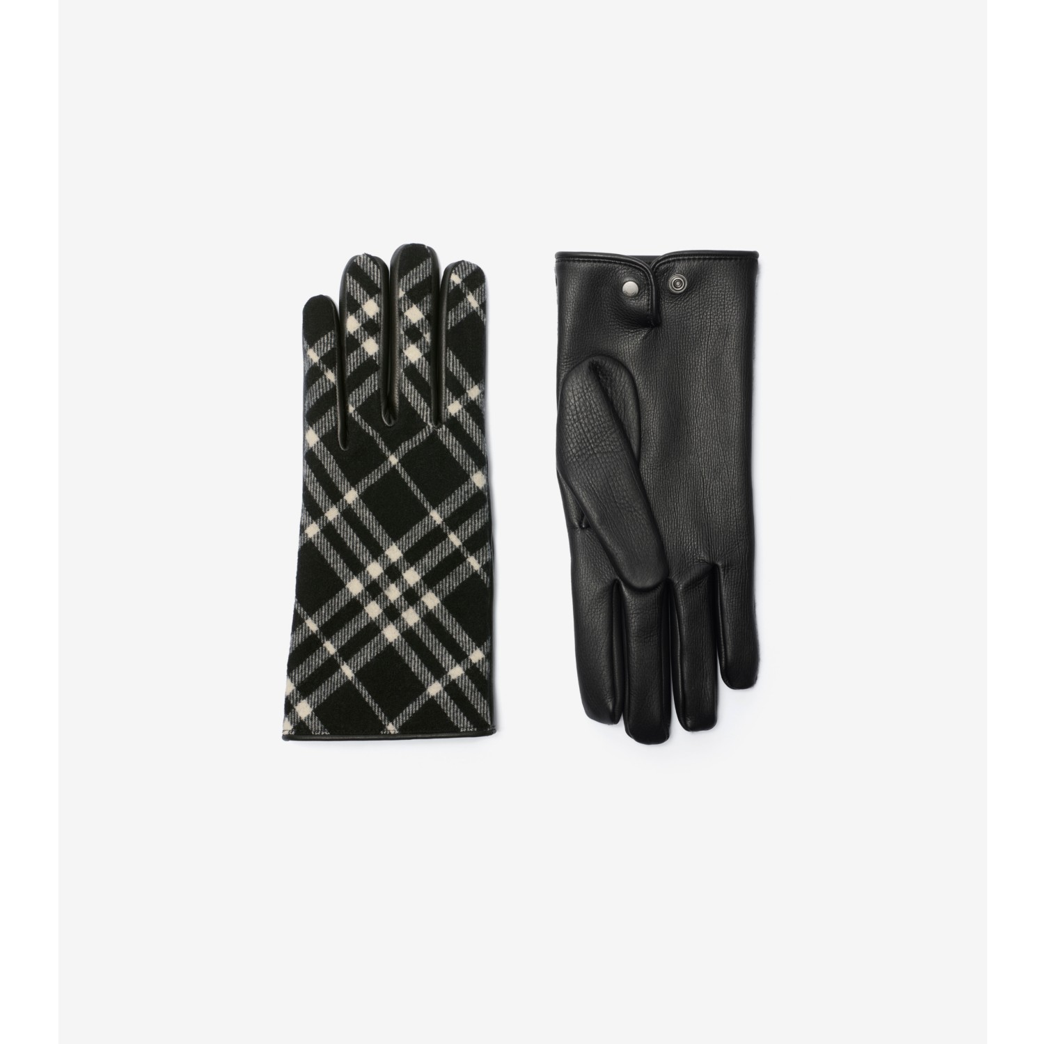 Check Wool Cashmere Gloves