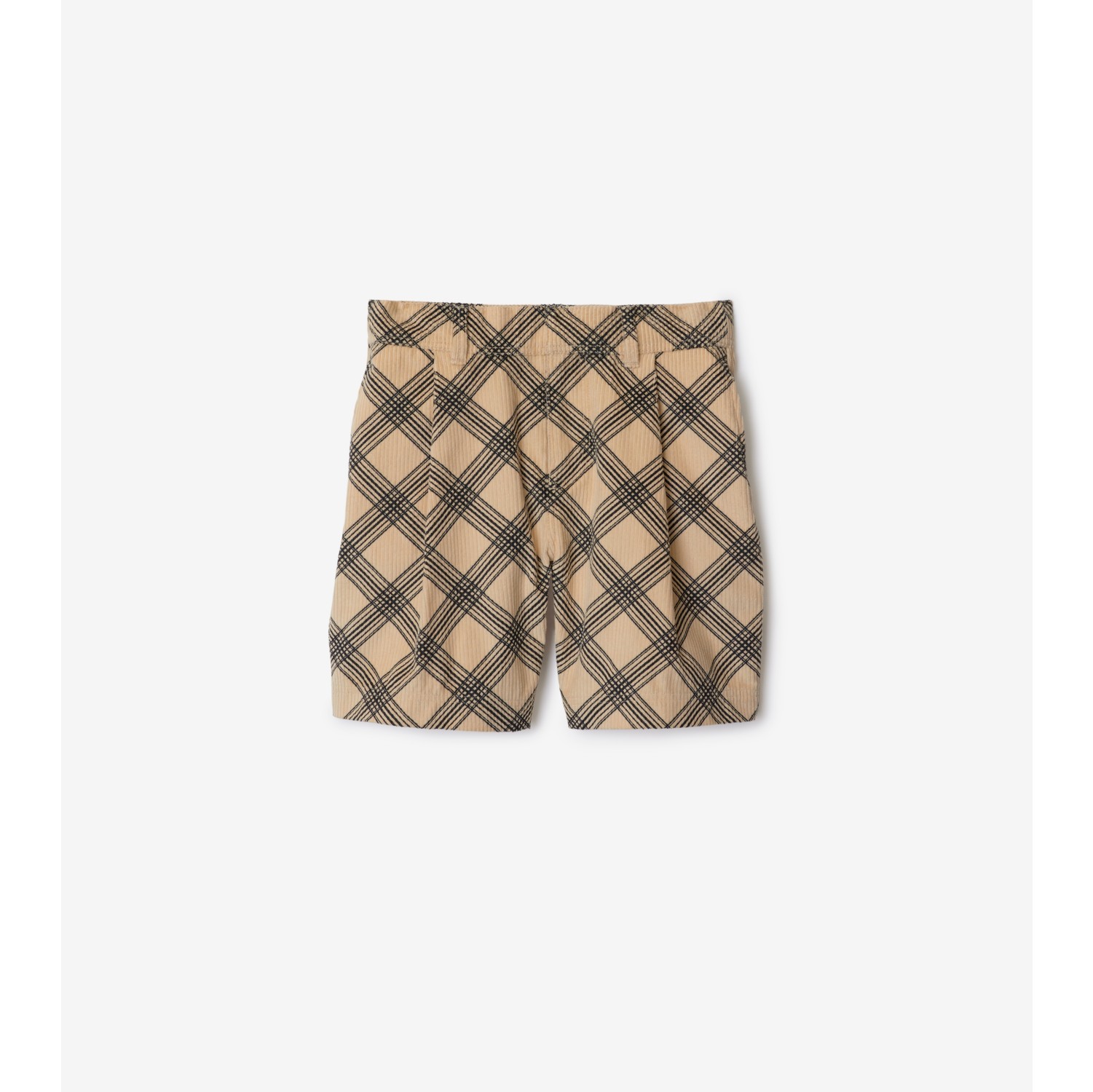 Pleated Check Corduroy Shorts