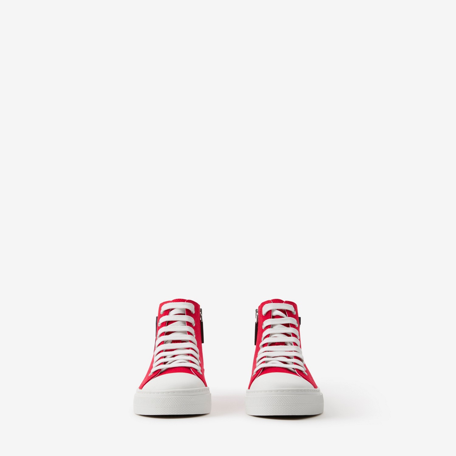 Letter Graphic Cotton High-top Sneakers in Bright Red - Children | Burberry® Official