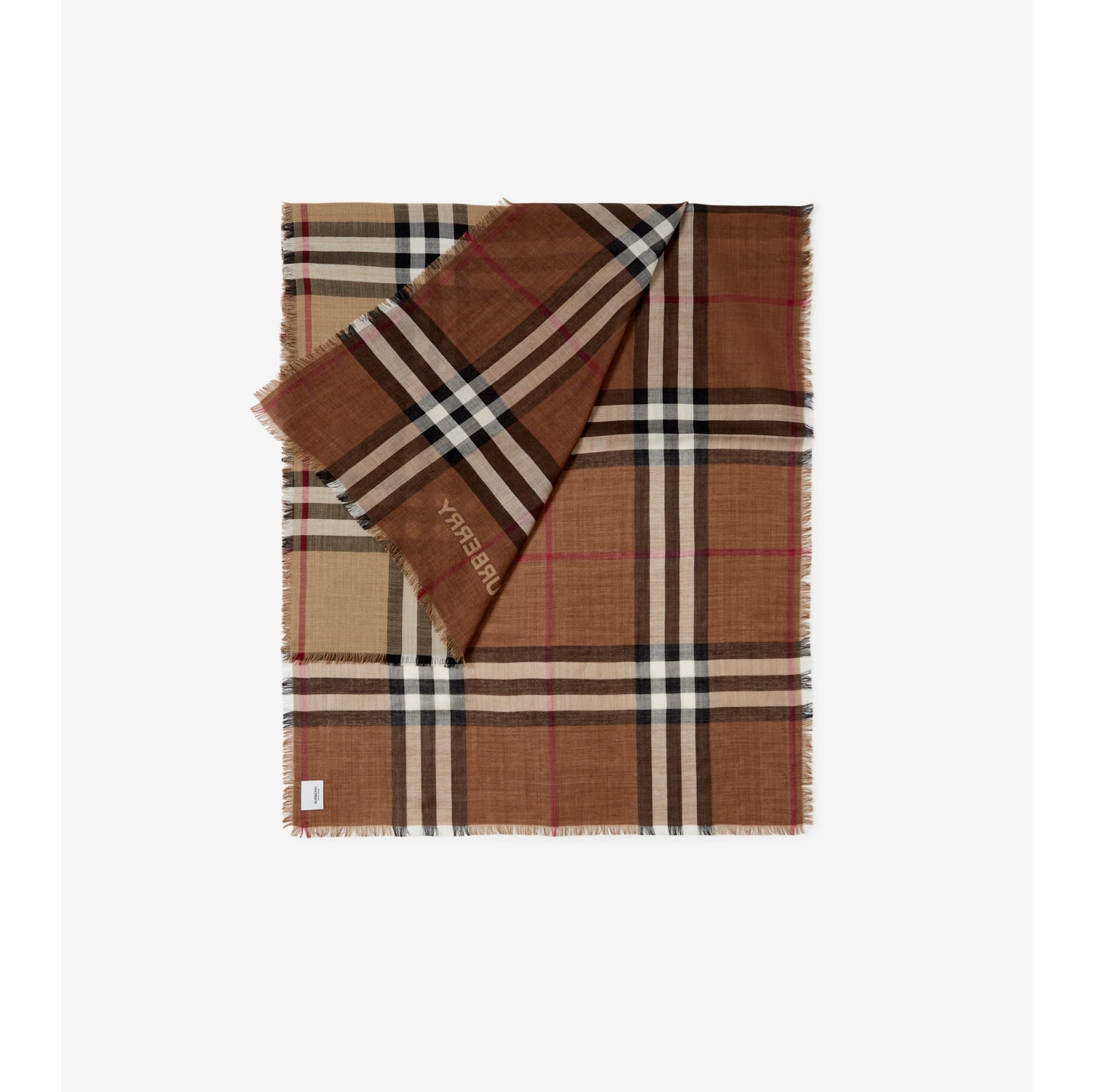 Checked Wool And Silk Scarf in Beige - Burberry