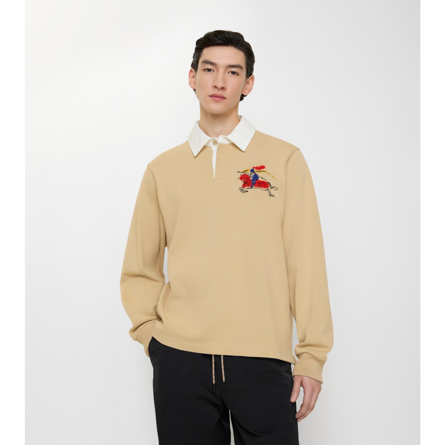 EKD Cotton Rugby Shirt in Limestone beige - Men | Burberry® Official