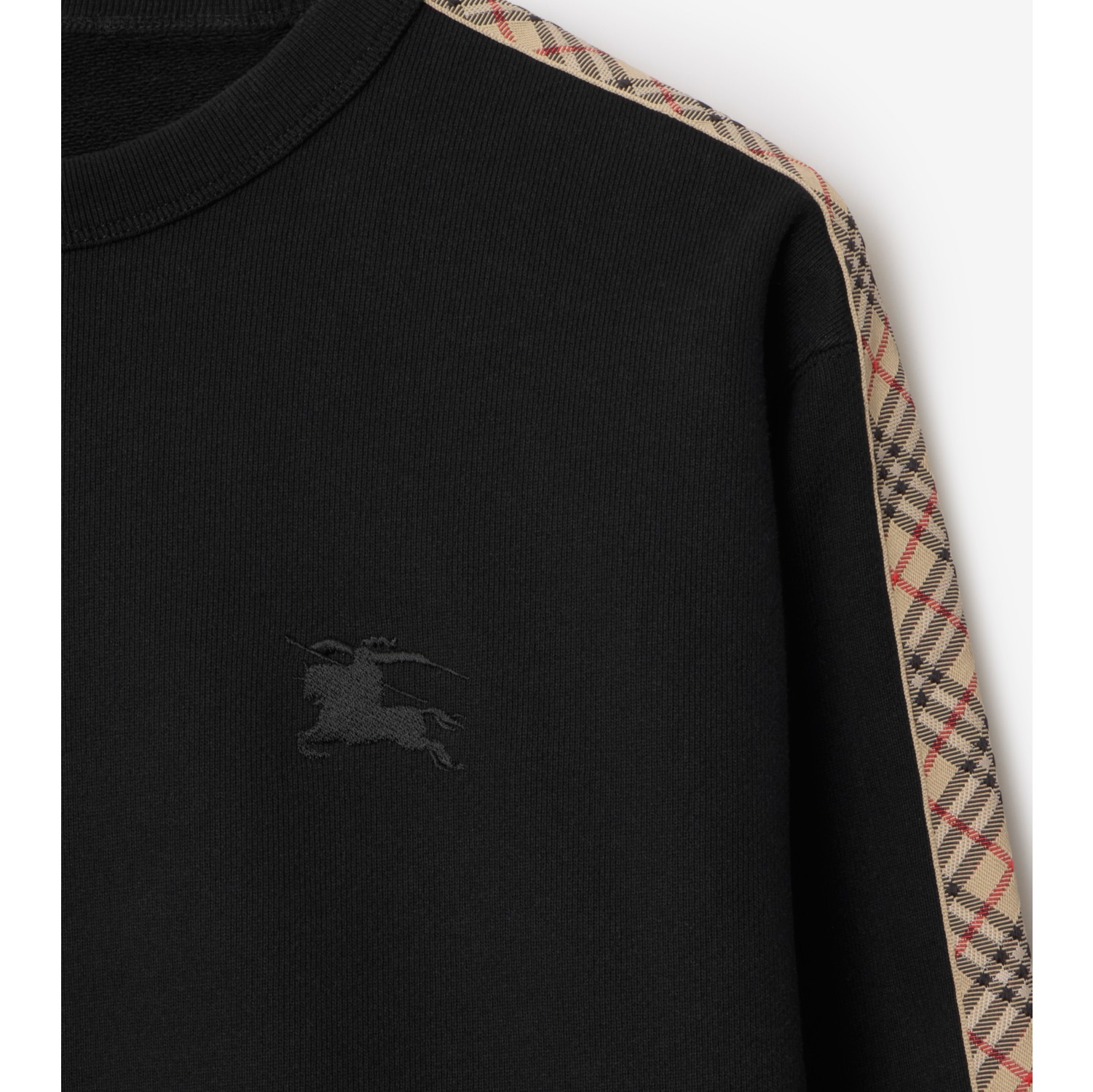 Check Trim Cotton Sweatshirt