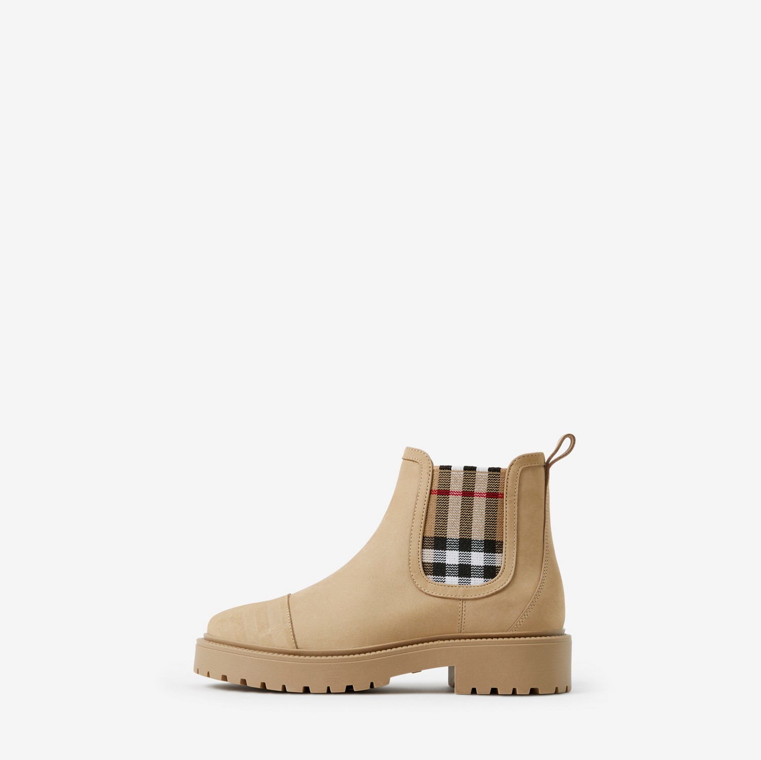 Check Detail Nubuck Chelsea Boots in Archive Beige - Children | Burberry® Official