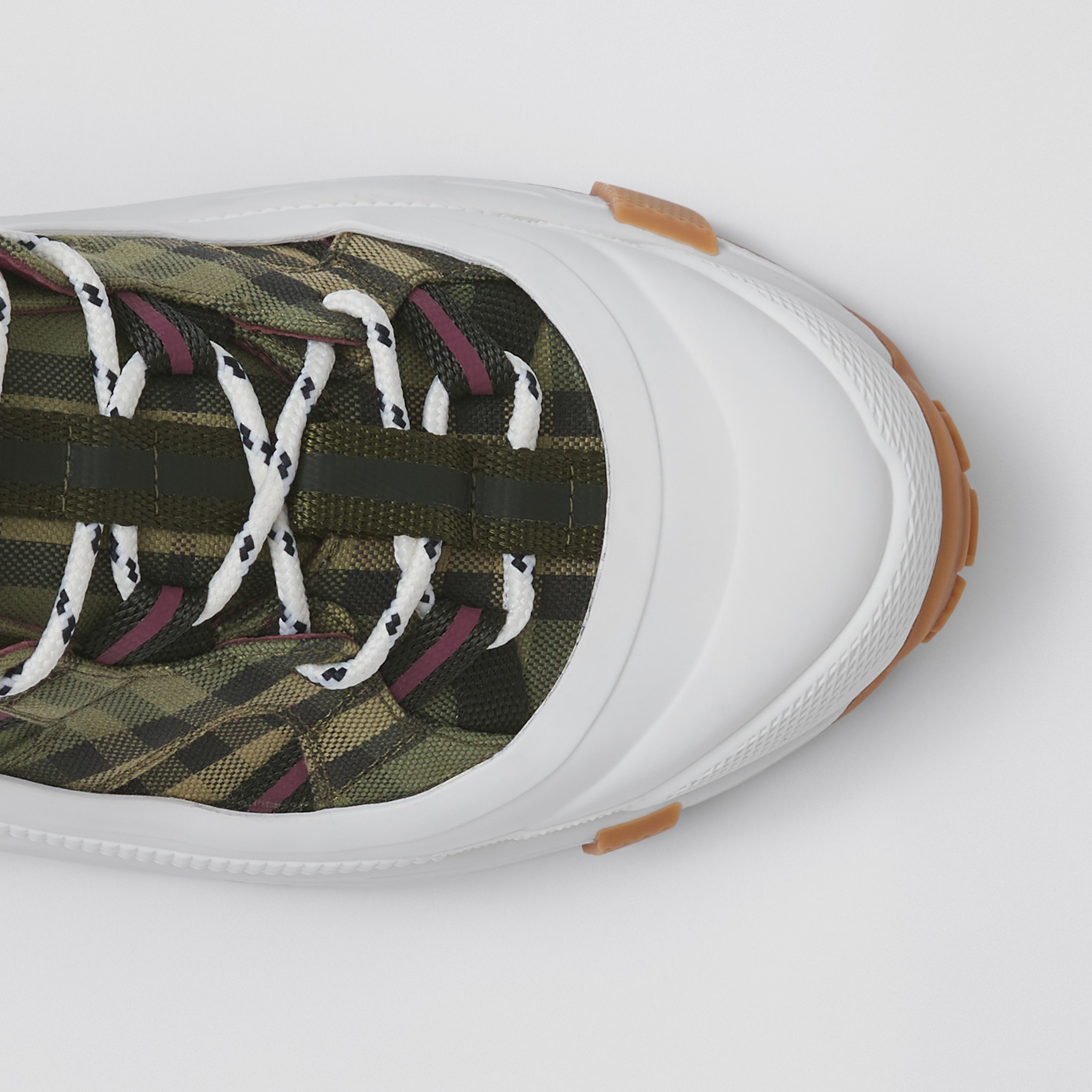 Check Cotton Arthur Sneakers In Military Green Women Burberry United Kingdom Check Cotton Arthur Sneakers In Military Green Women Burberry United Kingdom