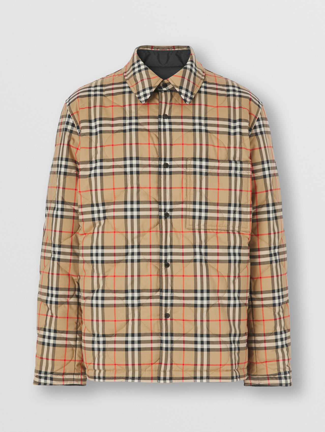 Wendbare, thermoregulierende Hemdjacke mit Vintage Check-Muster (Schwarz)