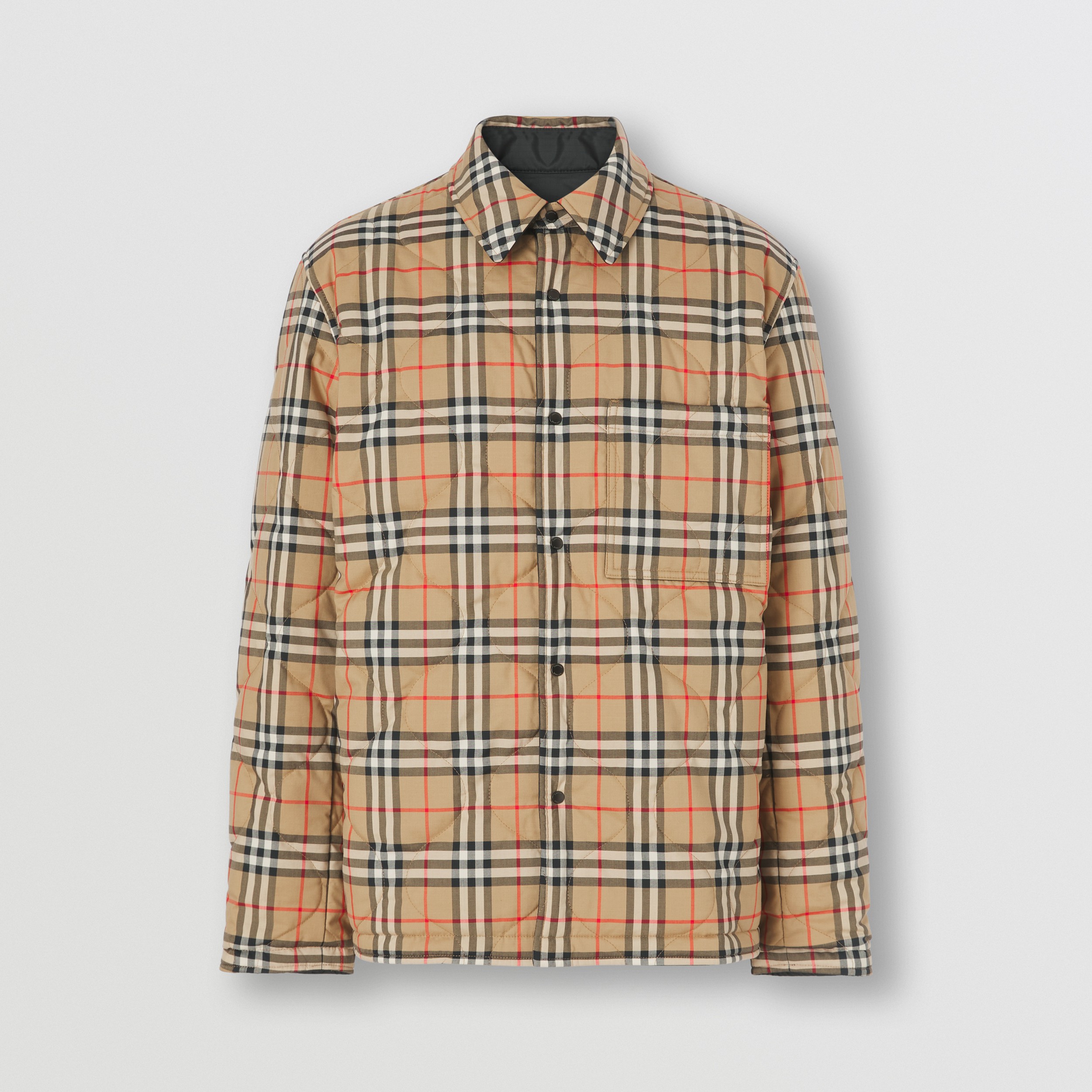 Reversible Vintage Check Thermoregulated Overshirt in Black - Men | Burberry® Official - 1