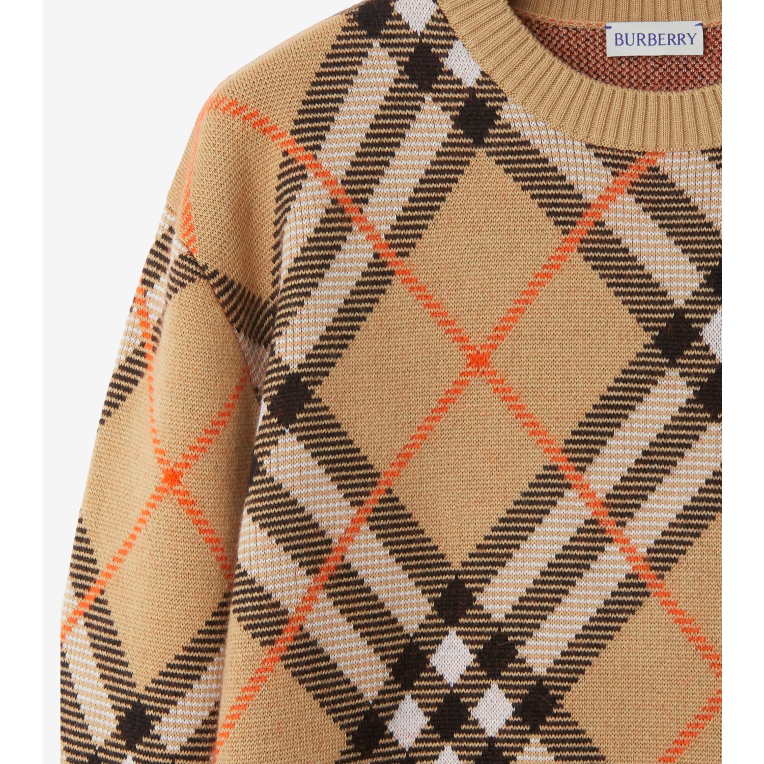 Check Wool Blend Sweater in Sand - Men, Mohair, Nylon | Burberry® Official