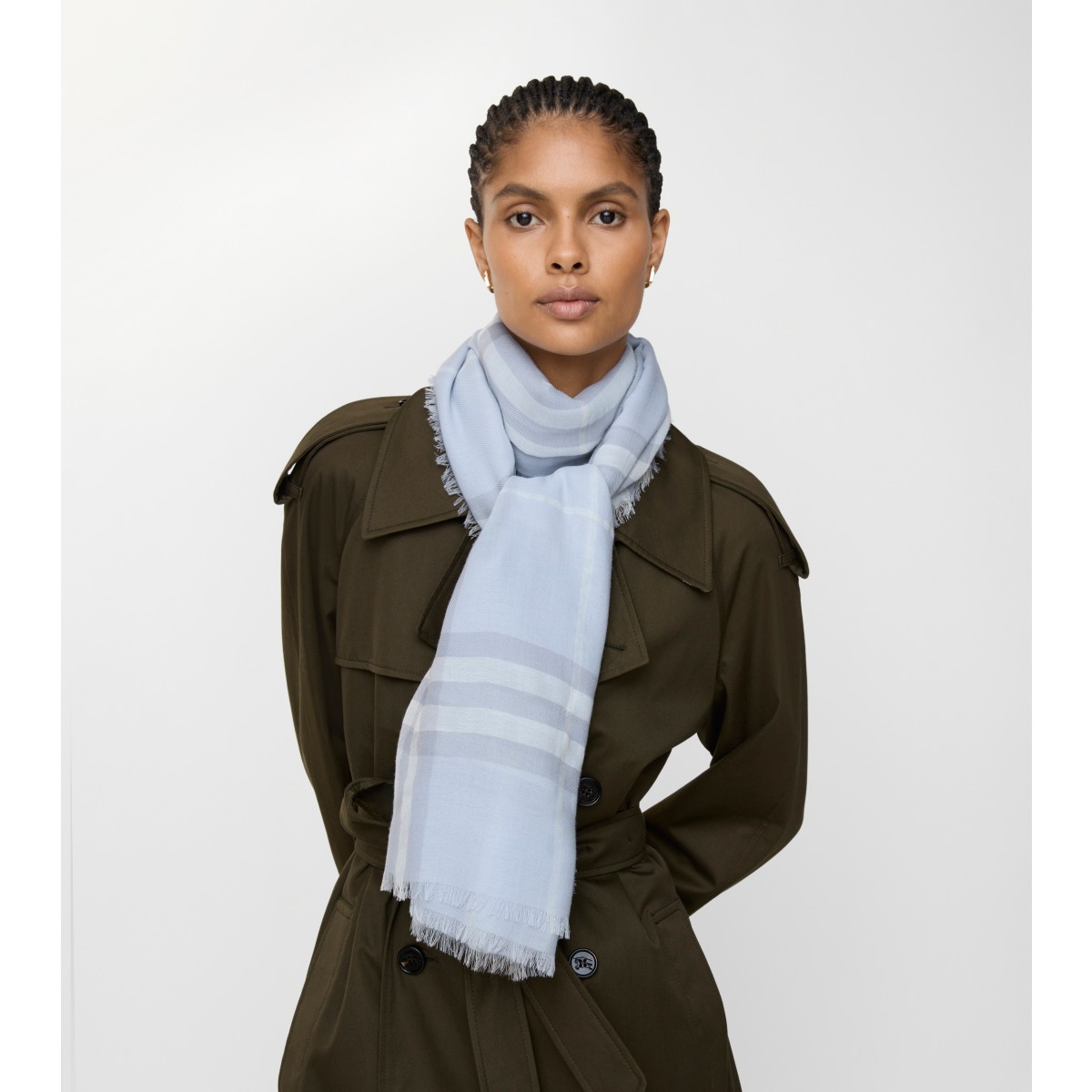  Check Wide Wool Scarf