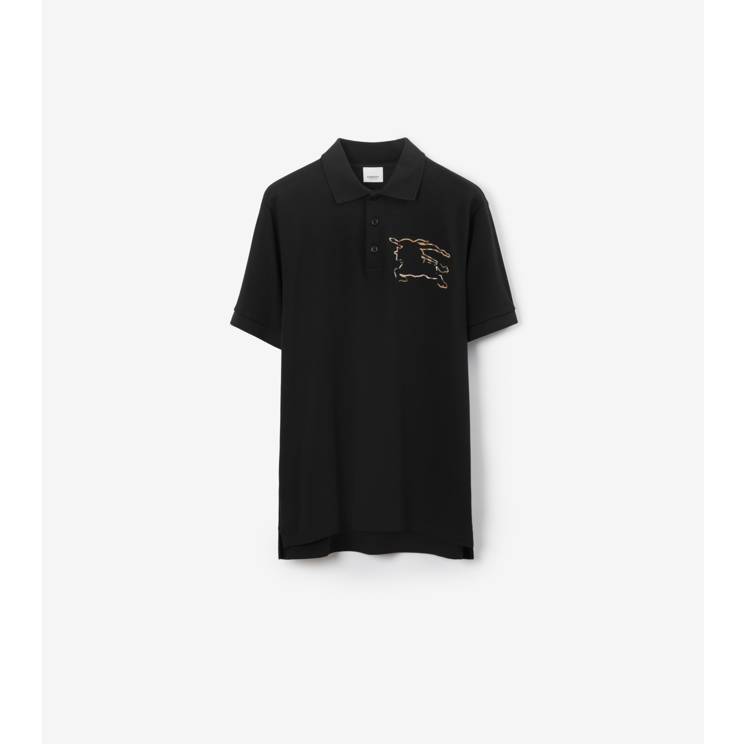Check EKD Cotton Polo Shirt in Black - Men | Burberry® Official