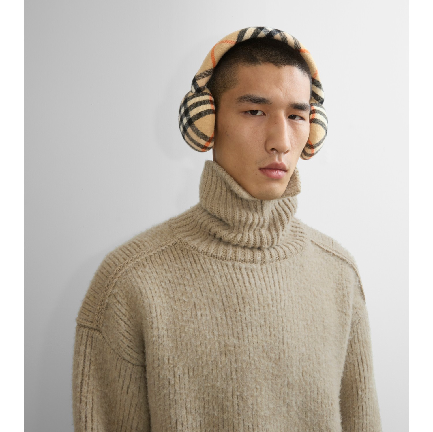 Check Wool Earmuffs