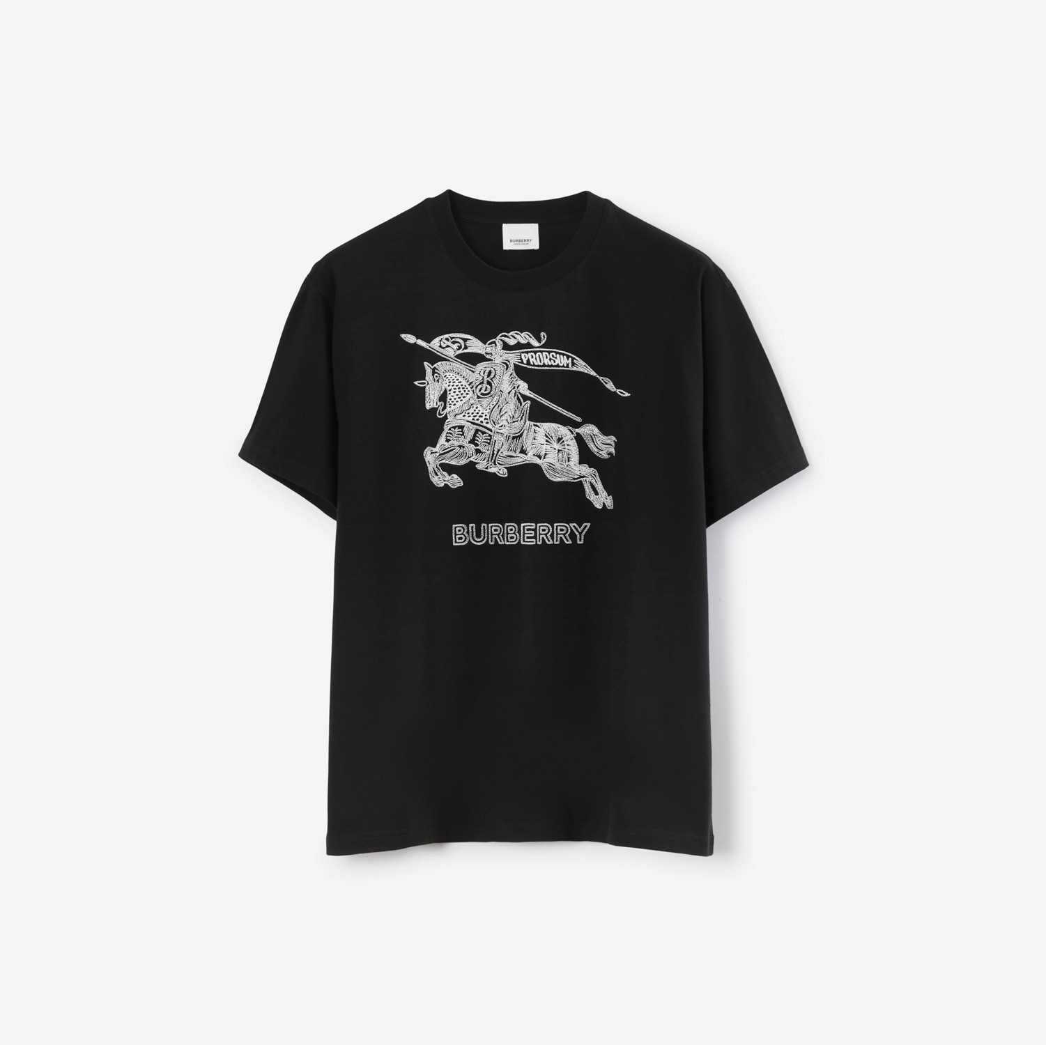 马术骑士刺绣棉质 T 恤衫 (黑色) - 男士 | Burberry® 博柏利官网