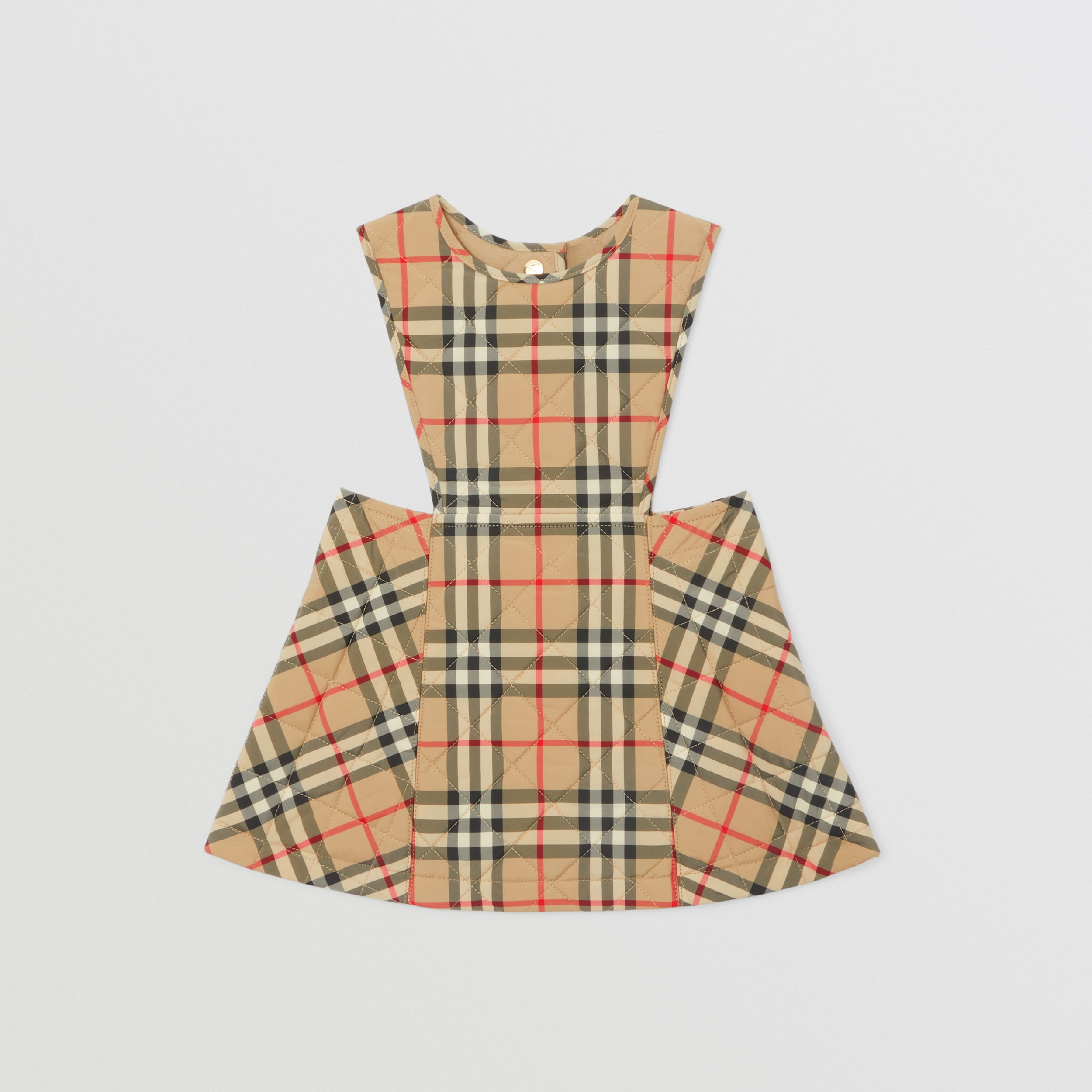 Vintage Check Diamond Quilted Pinafore Dress in Archive Beige - Children | Burberry® Official - 1