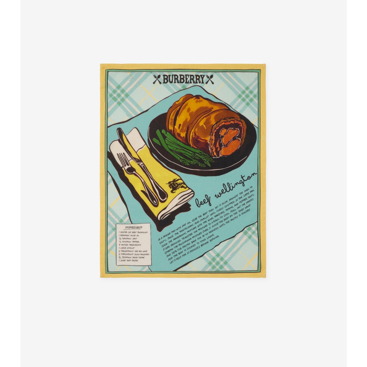 Burberry Recipe Tea Towel Set In Mint