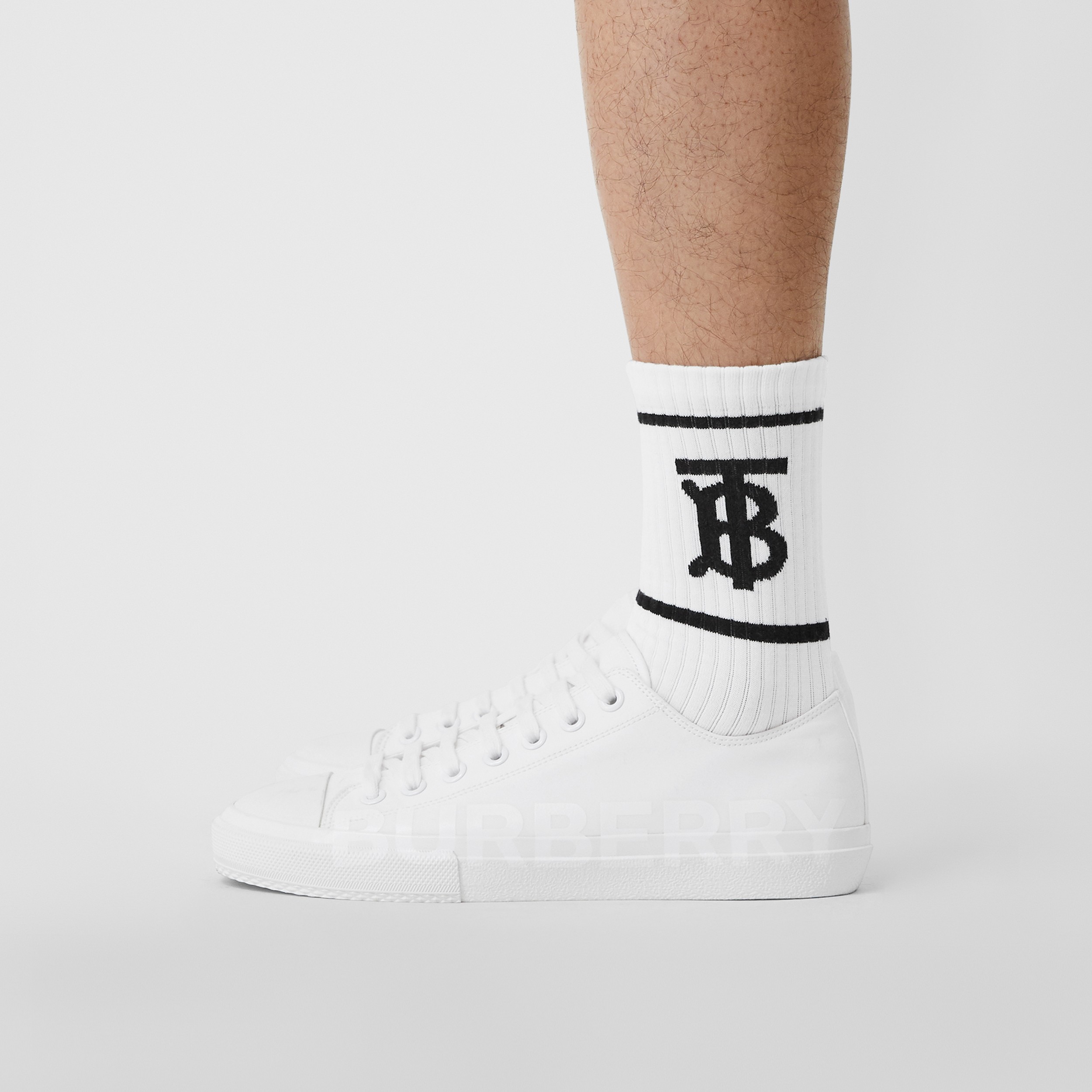 Monogram Motif Intarsia Cotton Blend Socks in White | Burberry® Official