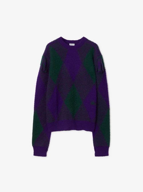 Burberry Argyle Wool Sweater In Purple