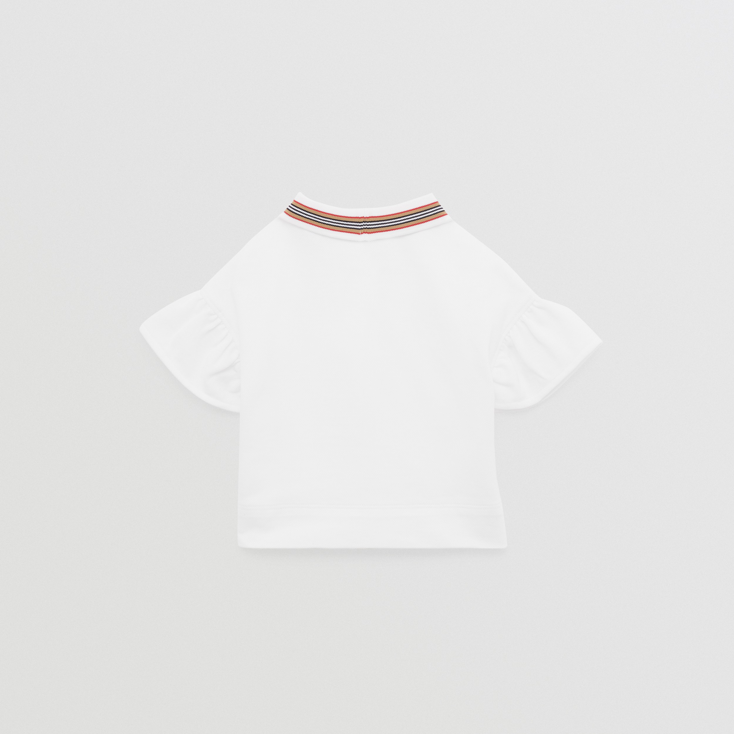 Icon Stripe Detail Cotton Piqué Polo Shirt in White - Children | Burberry® Official - 4