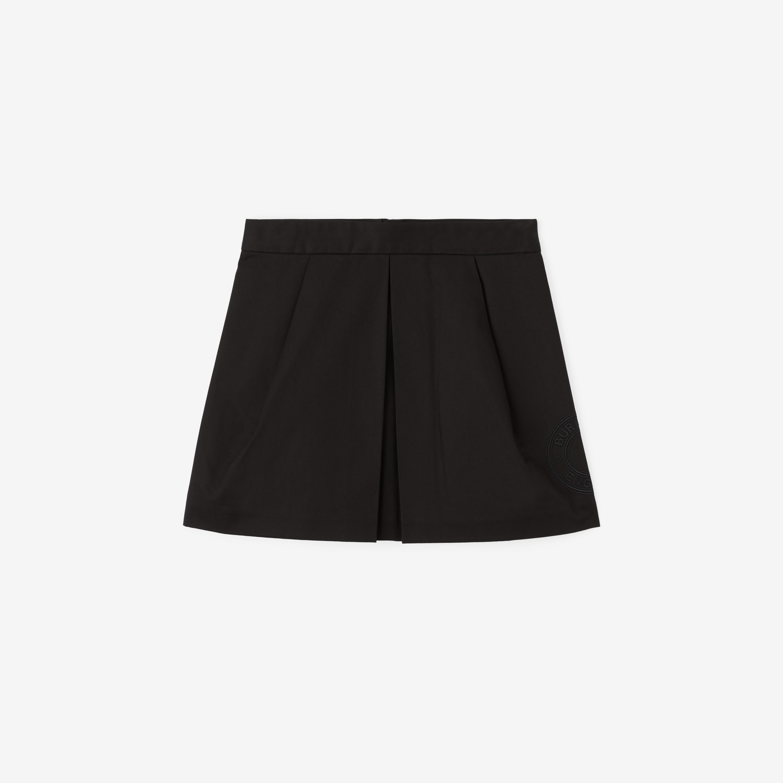 Logo Graphic Cotton Twill Skirt in Black | Burberry® Official - 1