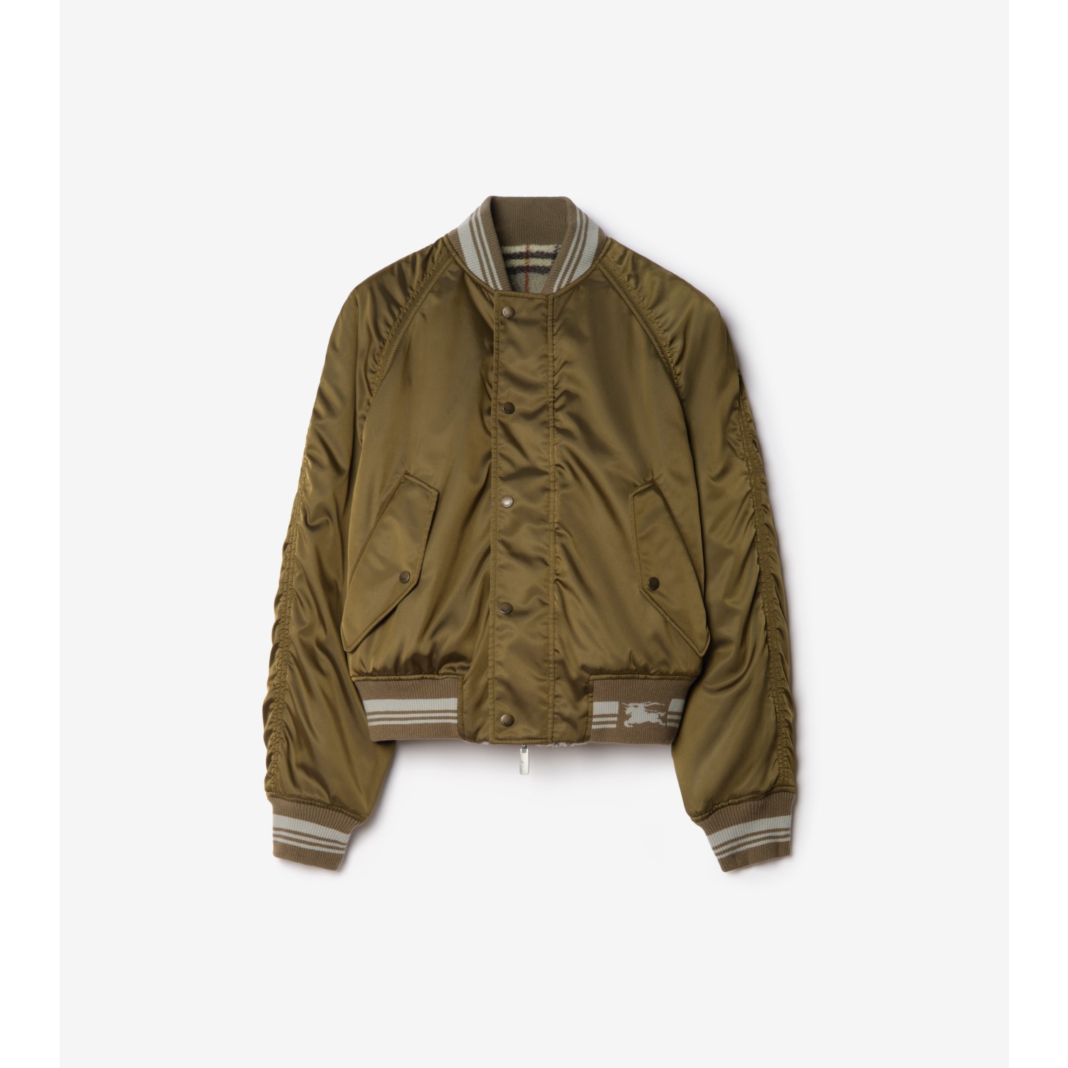 Reversible Nylon Bomber Jacket in Tent green - Men | Burberry® Official