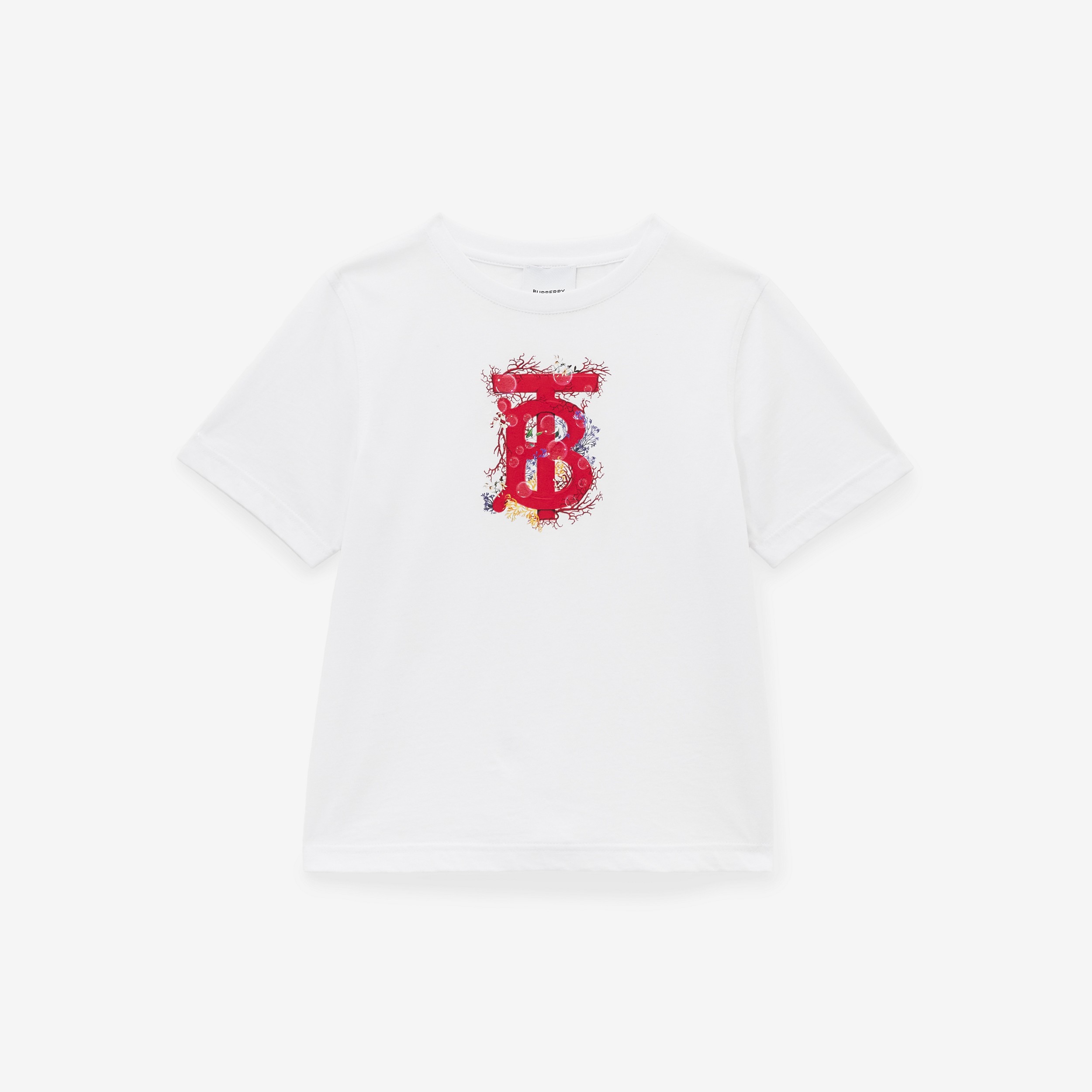 珊瑚专属标识印花棉质 T 恤衫 (白色) | Burberry® 博柏利官网 - 1
