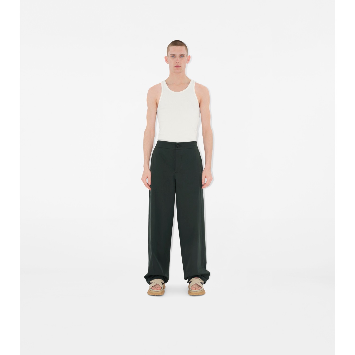 Cotton Blend Tailored Trousers