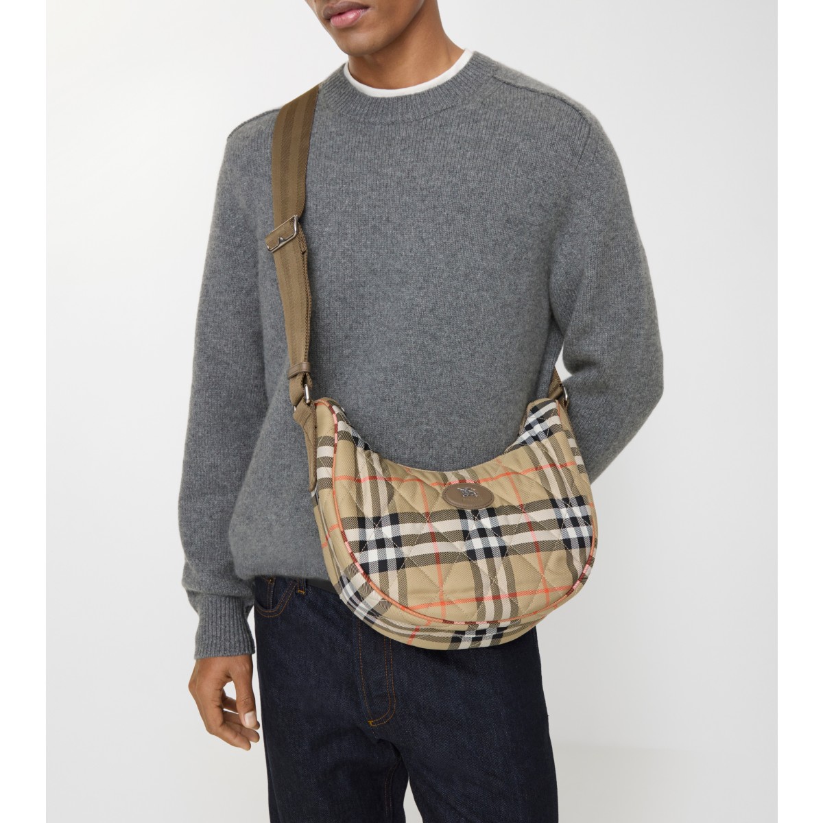  Check Large Horseshoe Crossbody Bag