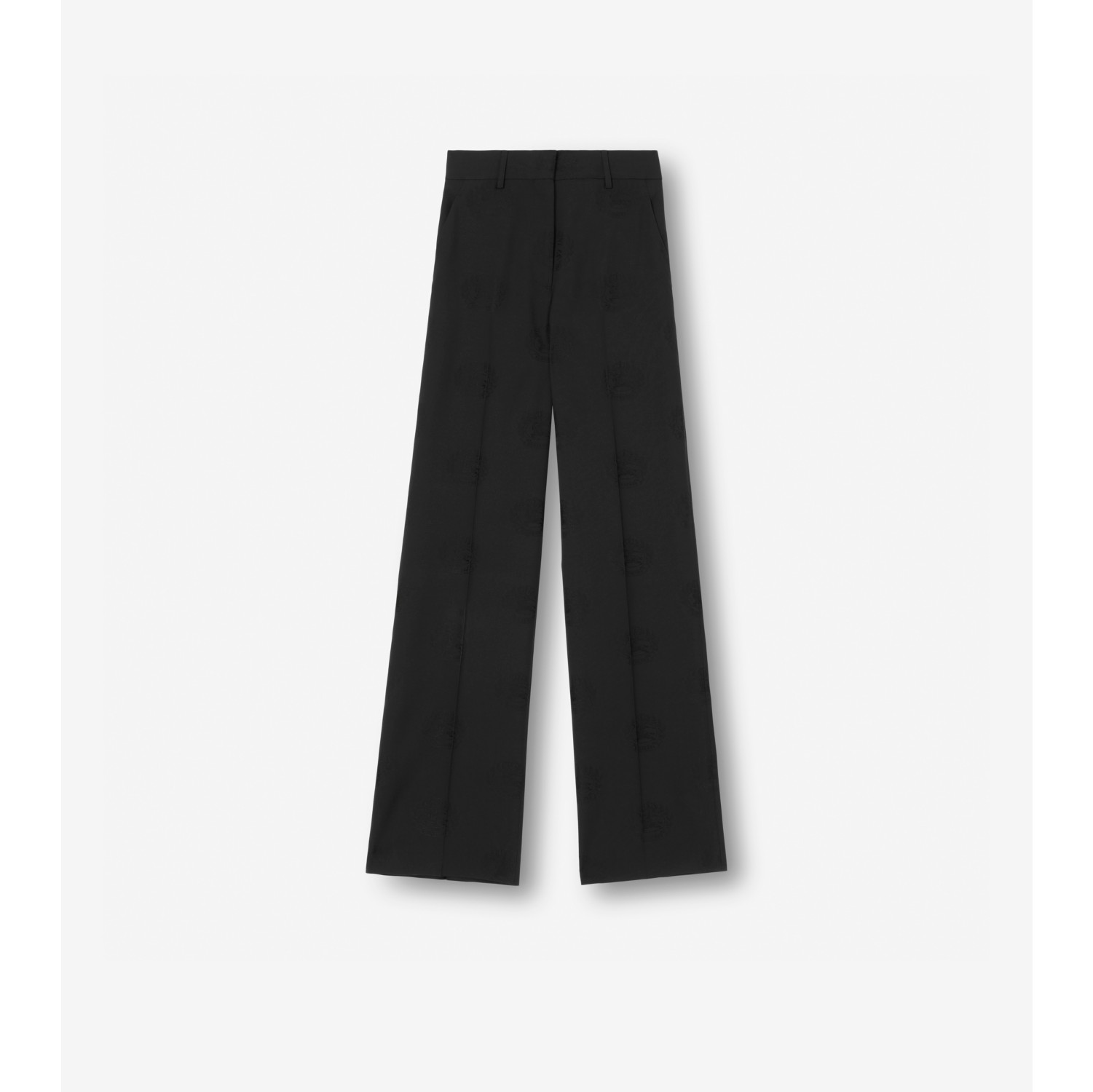 EKD Wool Cotton Jacquard Wide leg Trousers in Black Burberry