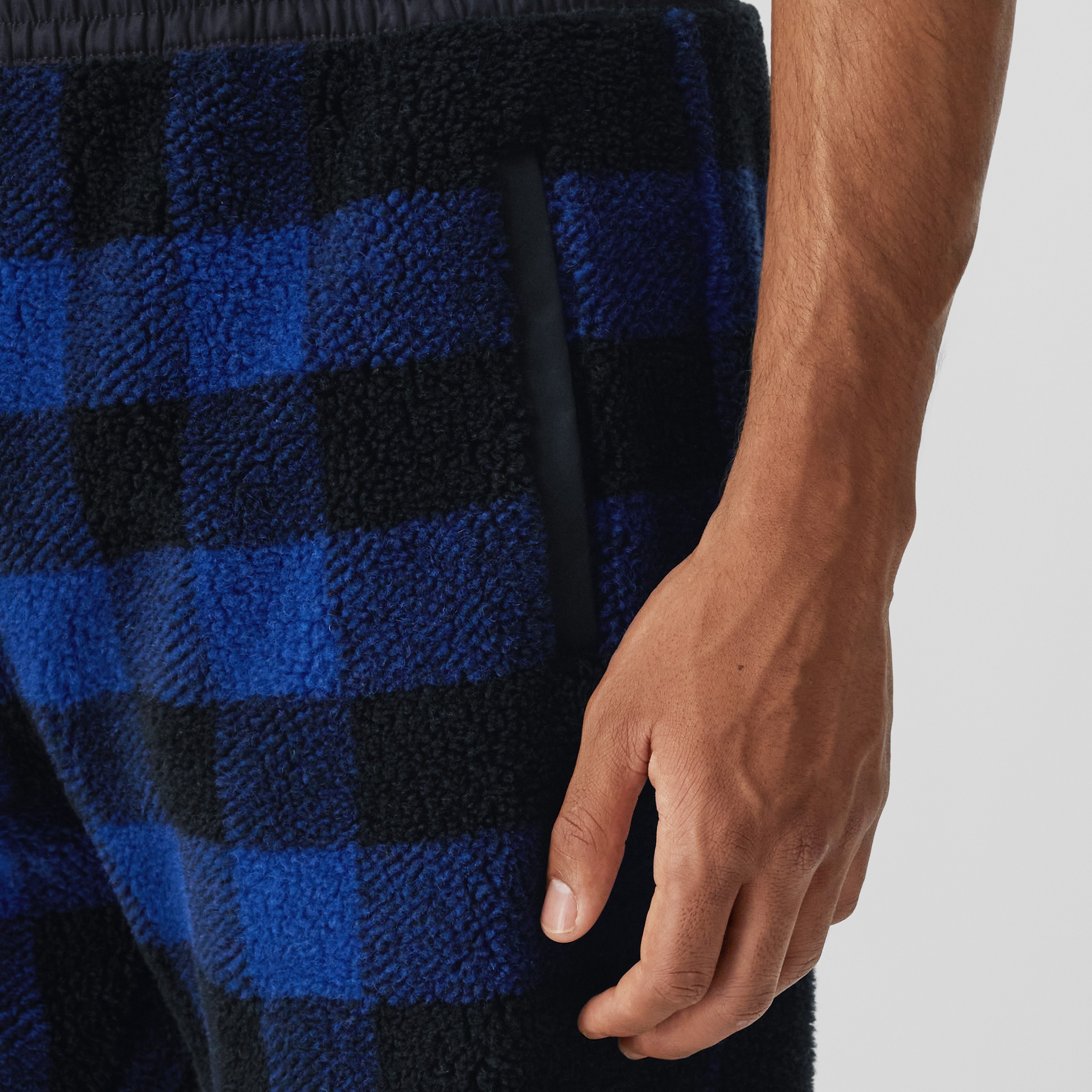 Exaggerated Check Fleece Jogging Pants in Deep Royal Blue - Men | Burberry® Official - 2