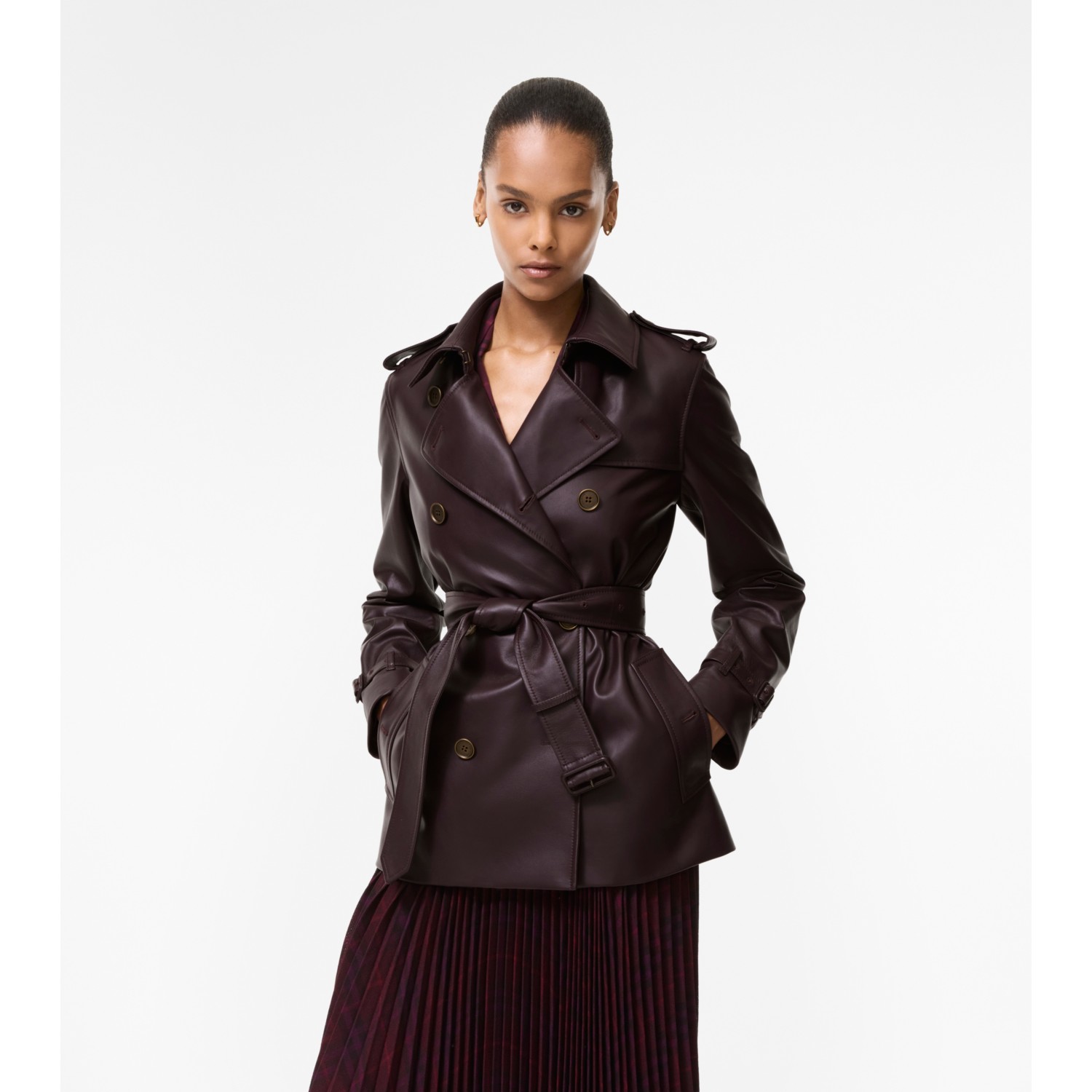 Leather Kensington Trench Jacket - thumbnail 4